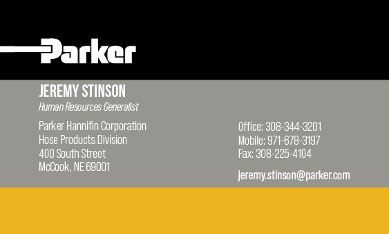 Jeremy Business Card, Parker-Hannifin, August 2022