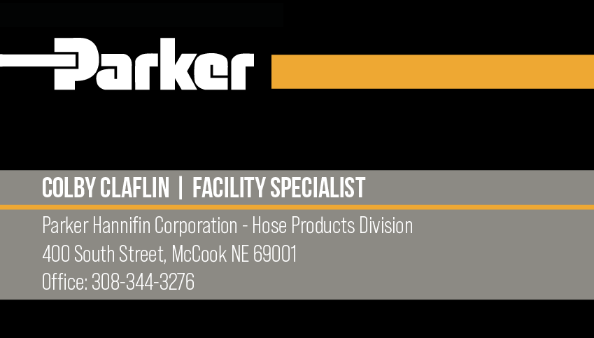 Colby Business Card, Parker-Hannifin, August 2022