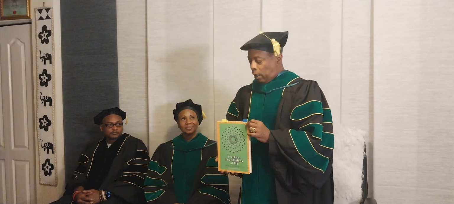 Presenting Practical Foundations of Ifá during an academic ceremony, reflecting an ongoing commitment to scholarship, teaching, and the preservation of Ifá as a living intellectual and spiritual tradition.