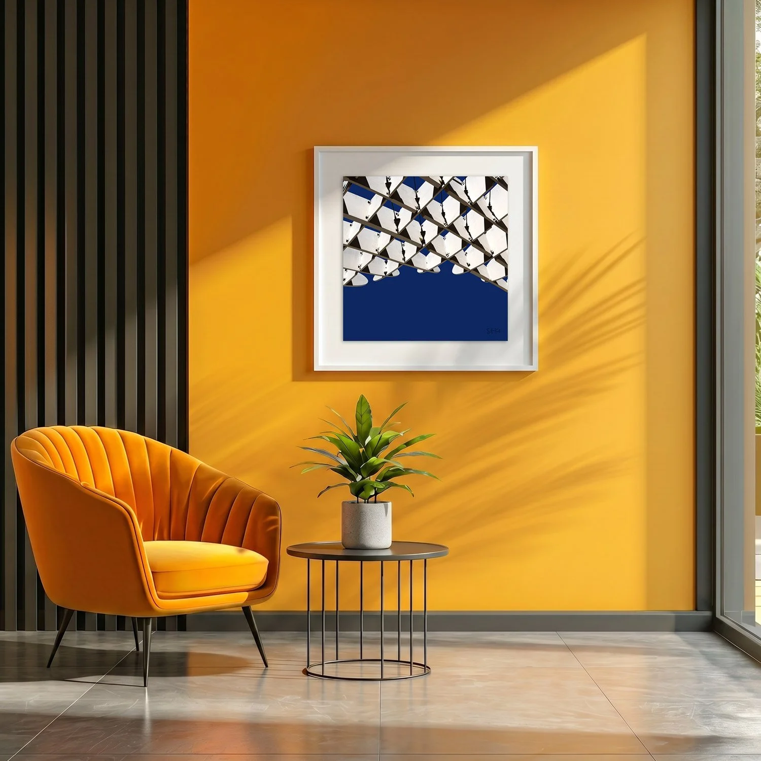 Setas de Sevilla 06 framed photography print in marigold yellow and charcoal modern interior