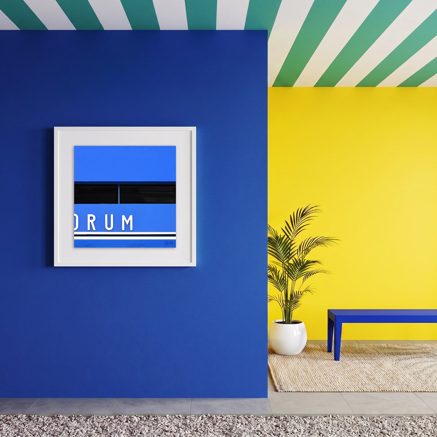 Buenos Aires 06 framed photography print in bold blue and yellow modern interior