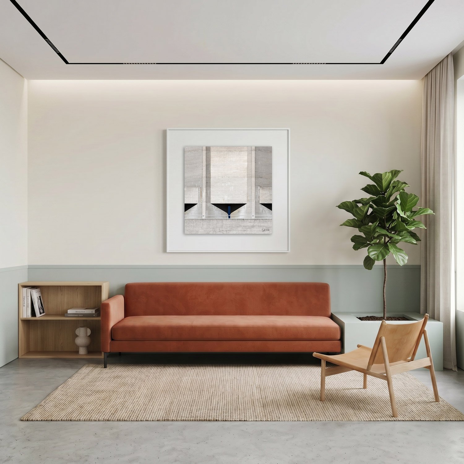 Southbank Centre 08 framed photography print in warm cream and sage minimalist interior