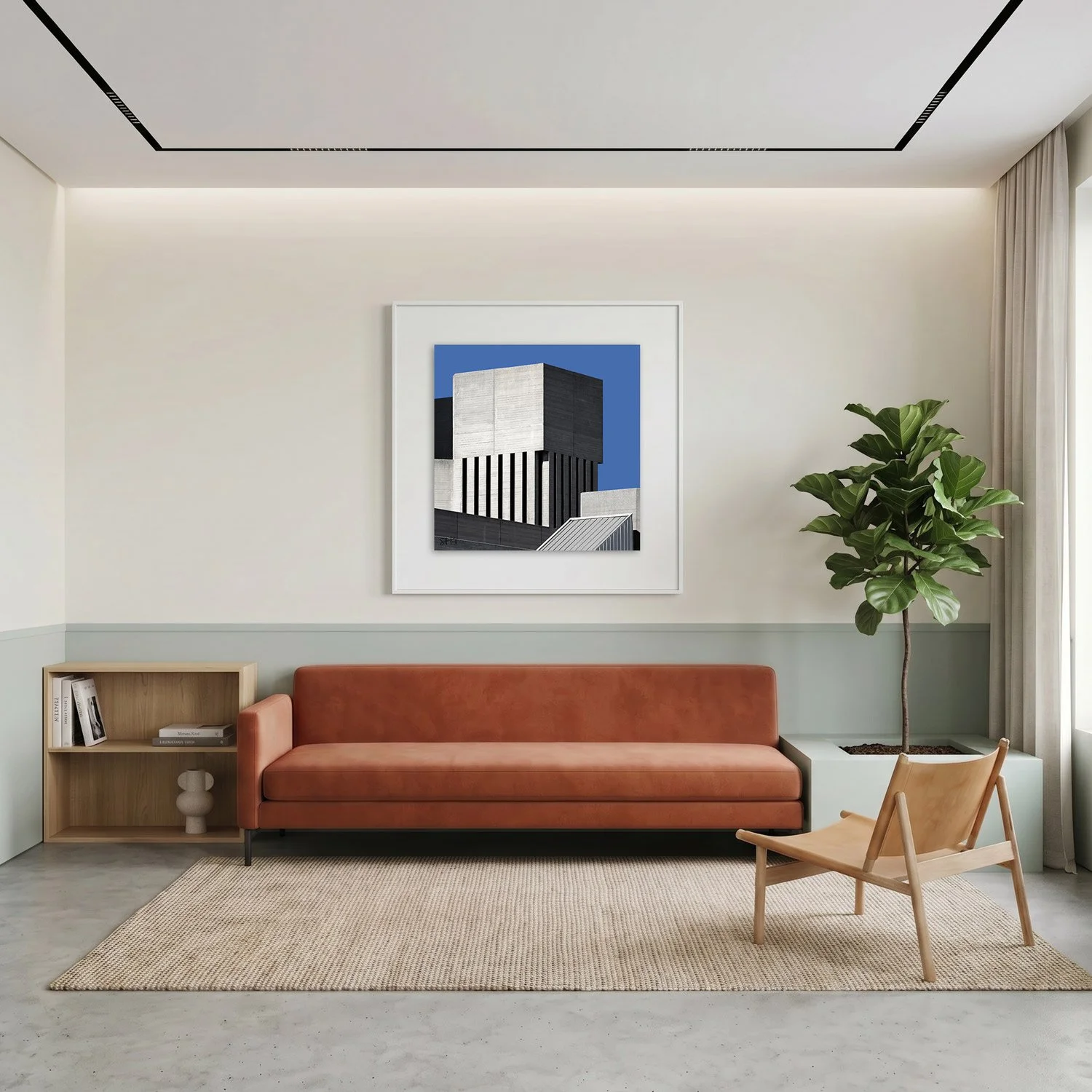Southbank Centre 15 framed photography print in warm cream and sage minimalist interior