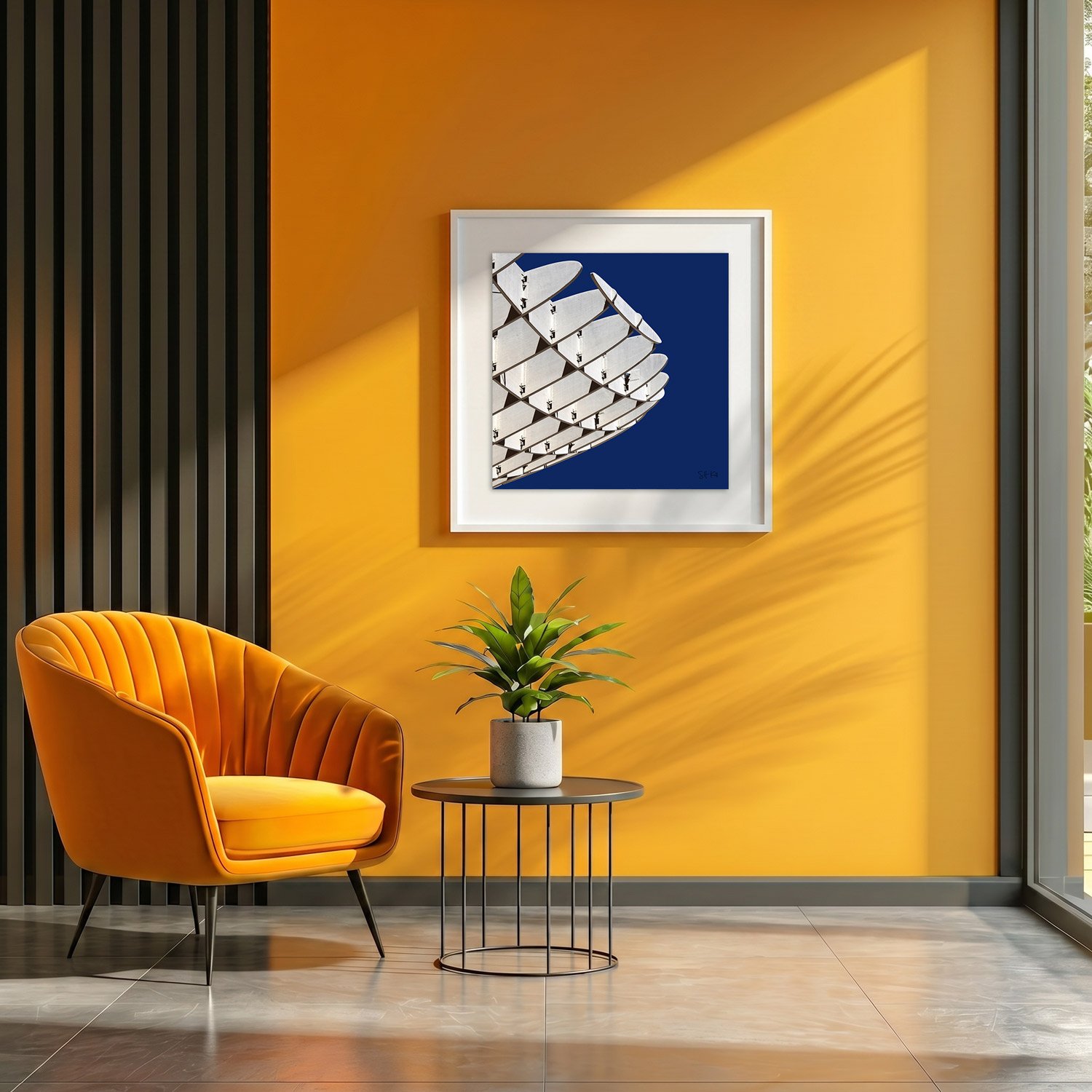 Setas de Sevilla 08 framed photography print in marigold yellow and charcoal modern interior