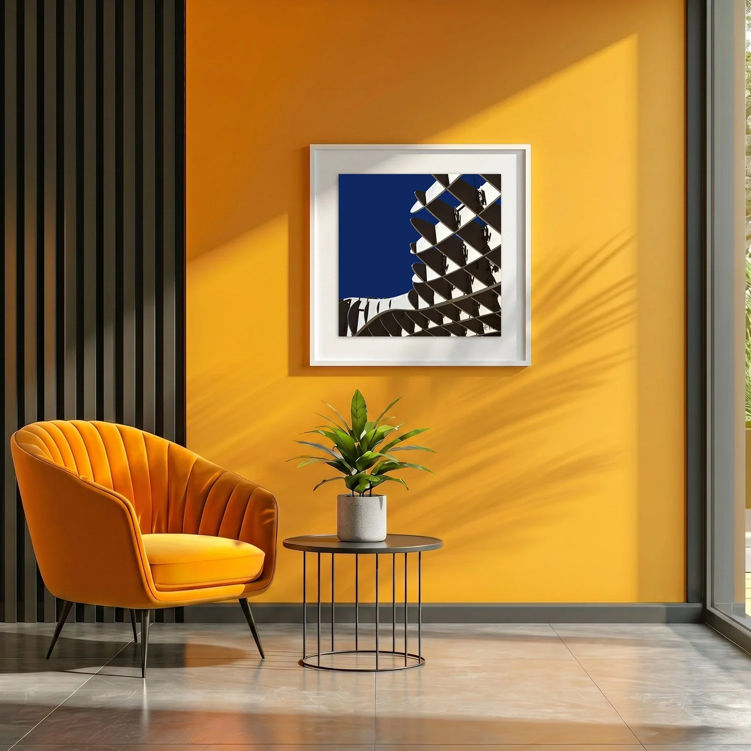 Setas de Sevilla 04 framed photography print in marigold yellow and charcoal modern interior