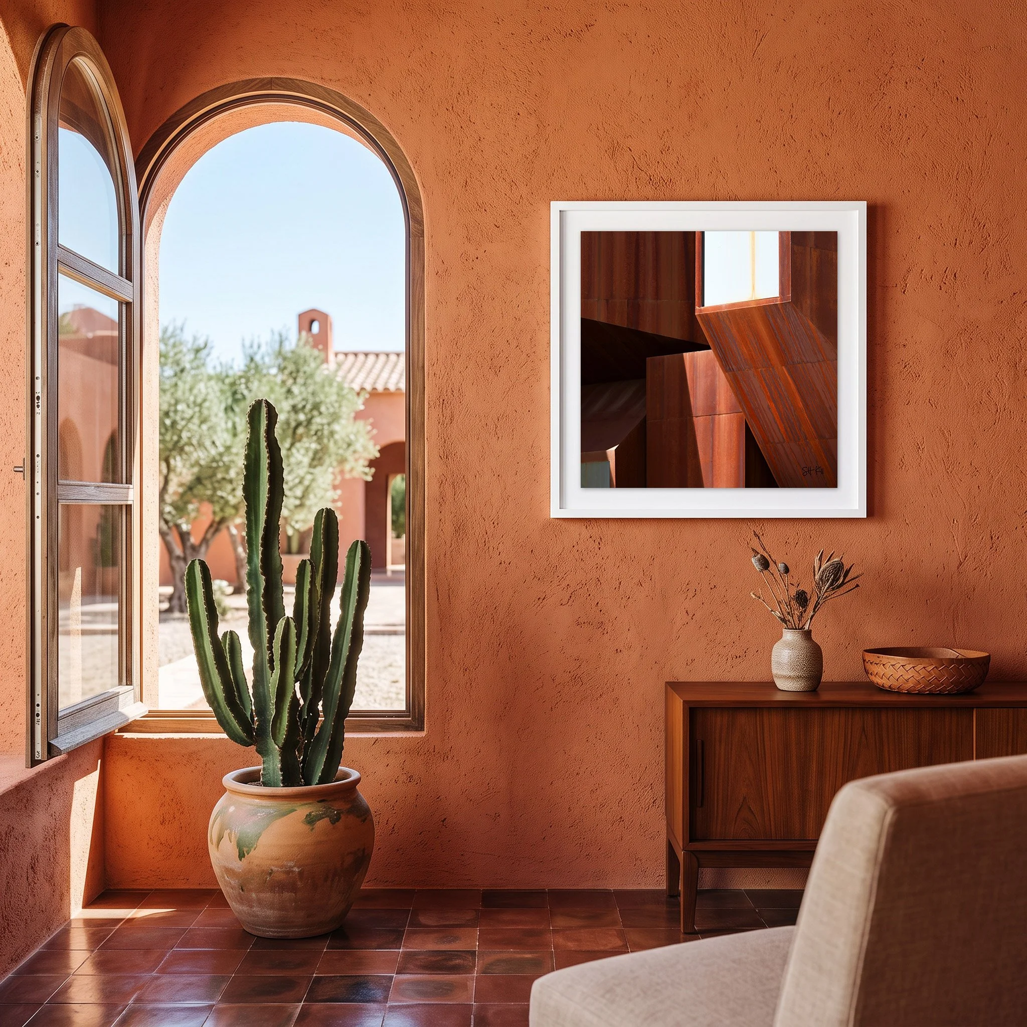 Santa Monica 05 framed photography print in terracotta mediterranean desert boho interior