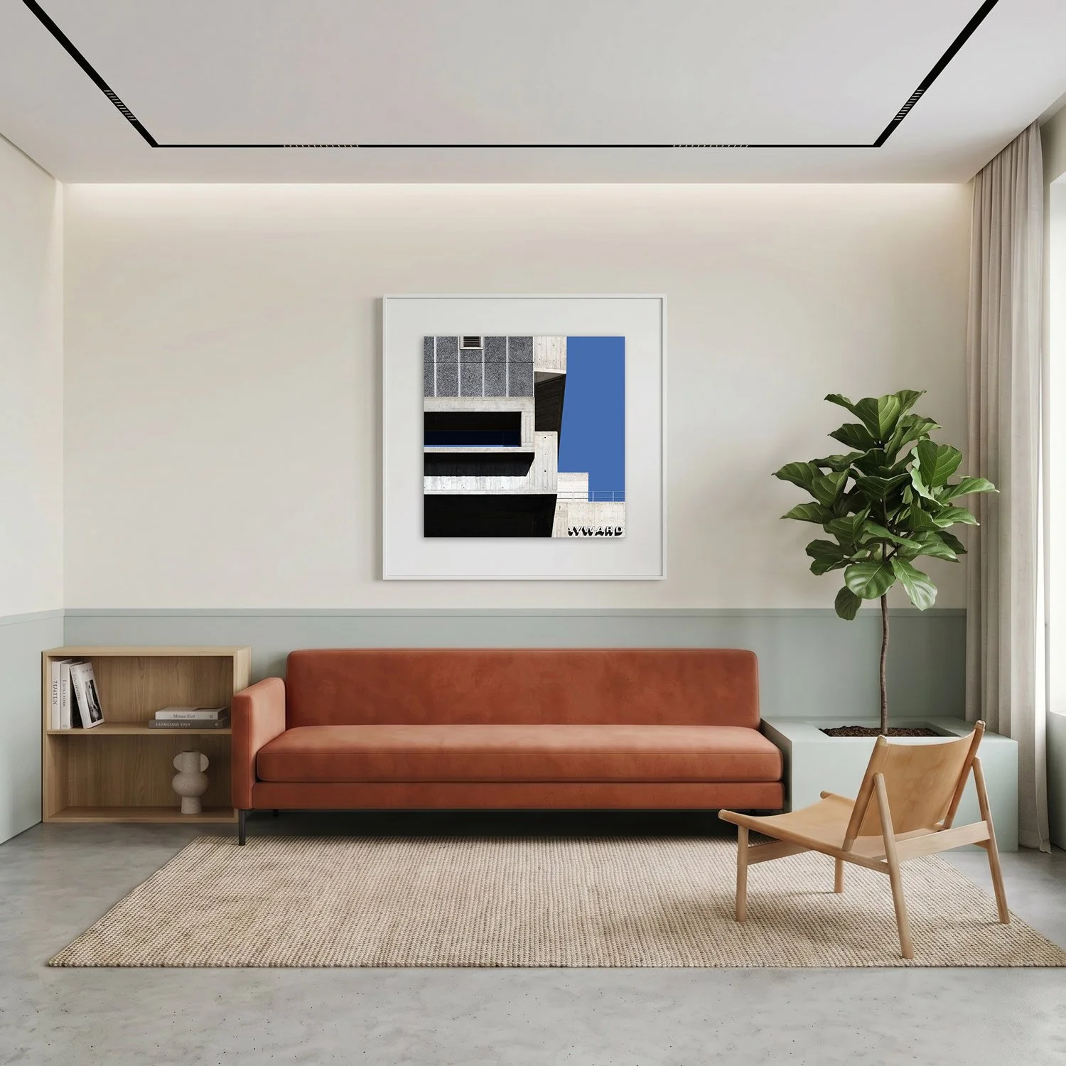 Southbank Centre 13 framed photography print in warm cream and sage minimalist interior