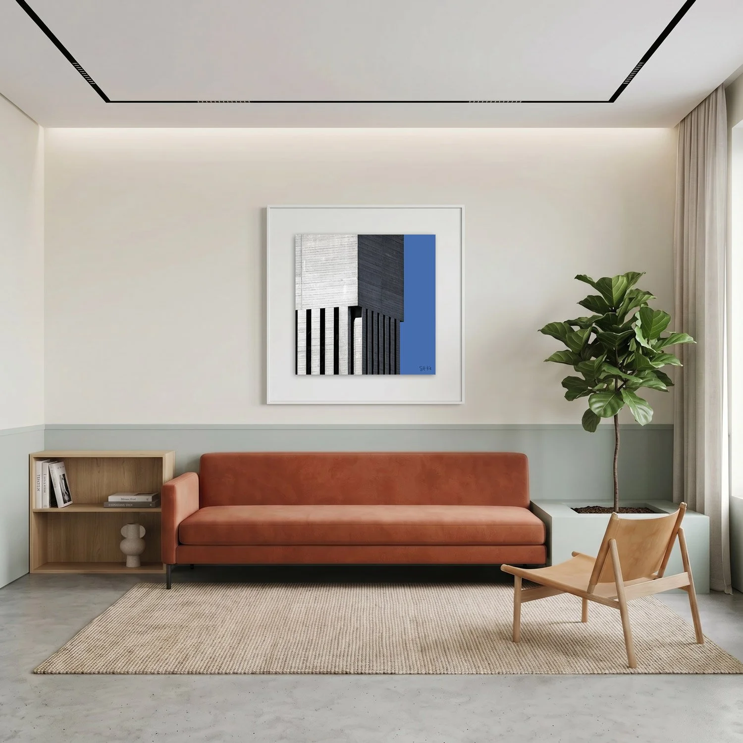 Southbank Centre 07 framed photography print in warm cream and sage minimalist interior