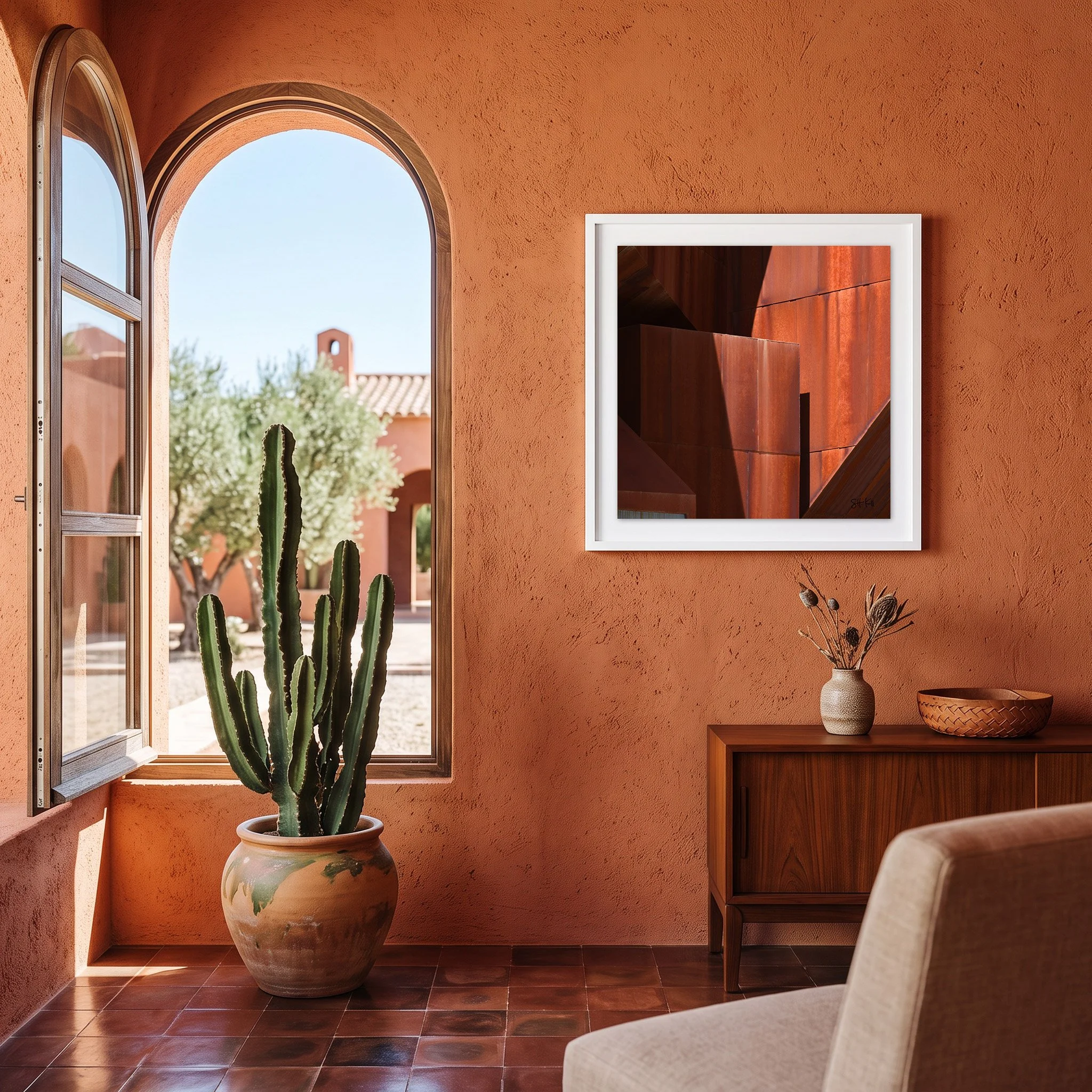 Santa Monica 04 framed photography print in terracotta mediterranean desert boho interior