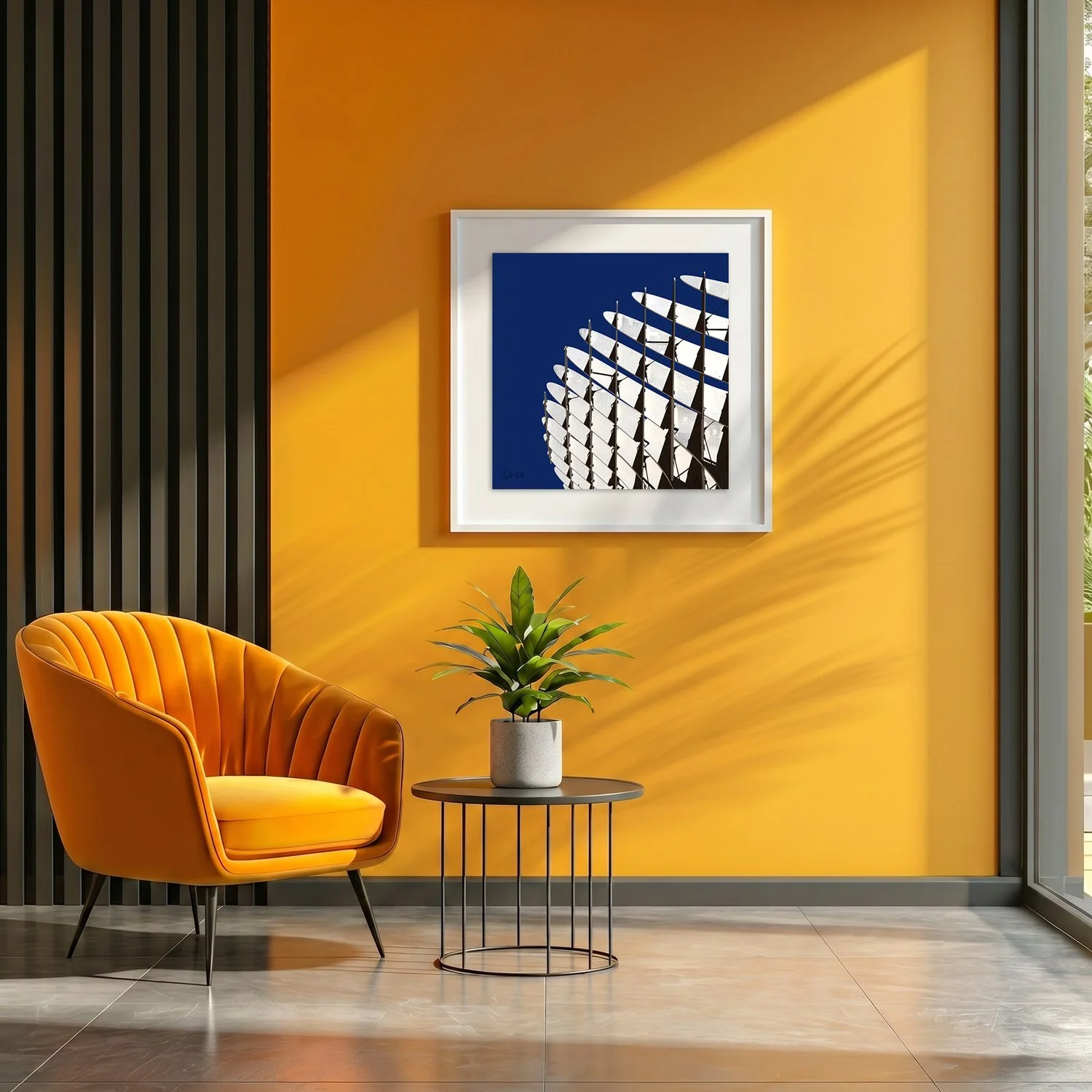 Setas de Sevilla 05 framed photography print in marigold yellow and charcoal modern interior