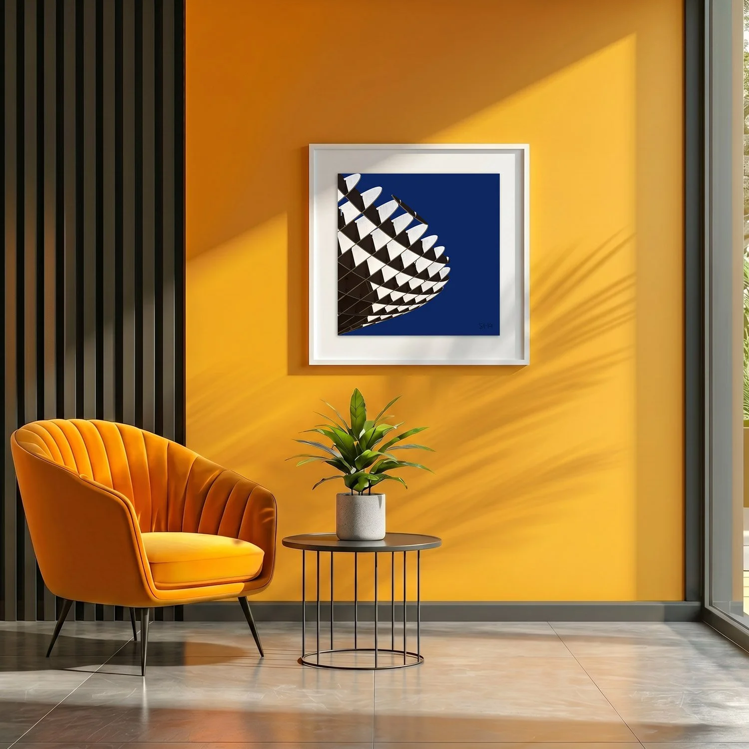Setas de Sevilla 03 framed photography print in marigold yellow and charcoal modern interior