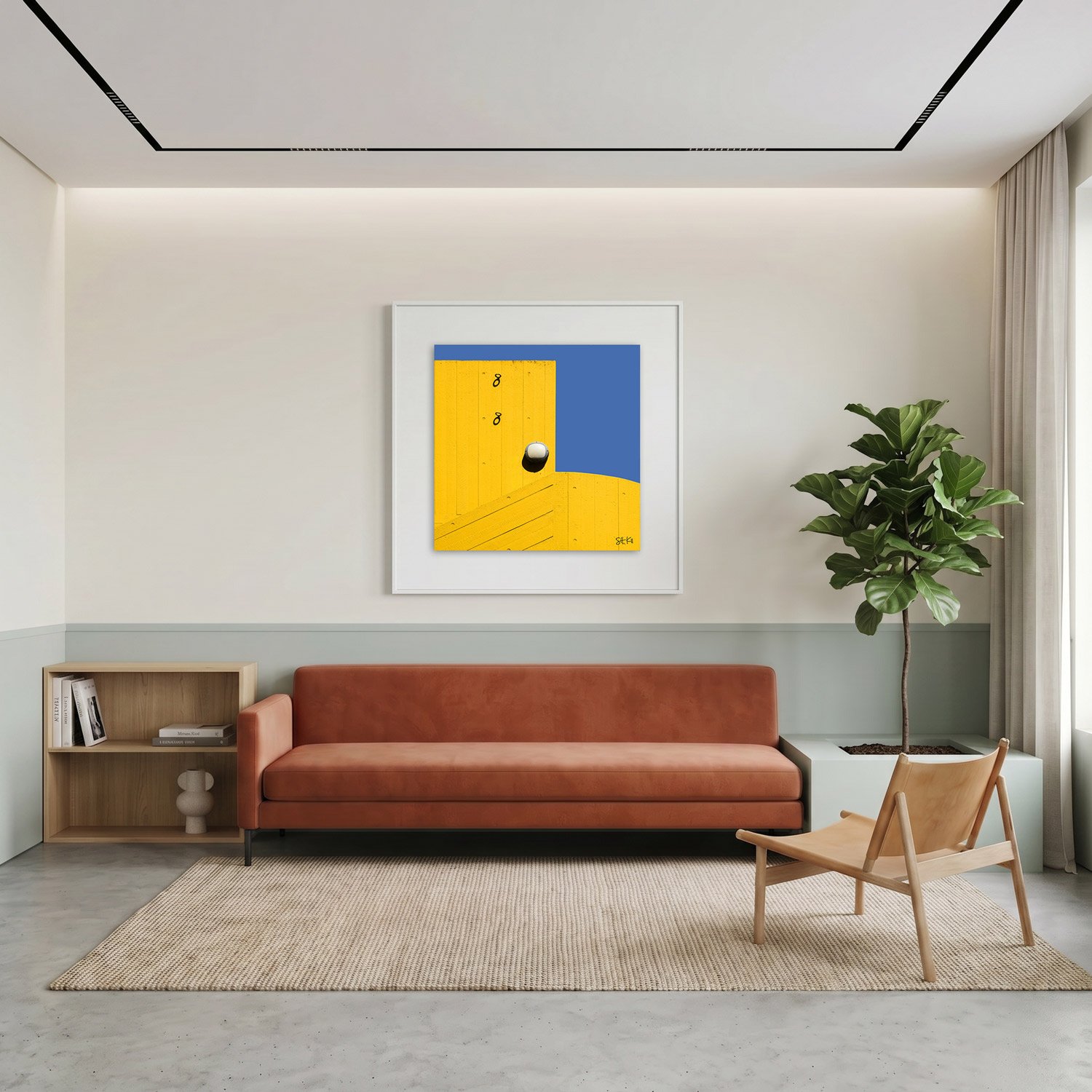 Southbank Centre 11 framed photography print in warm cream and sage minimalist interior