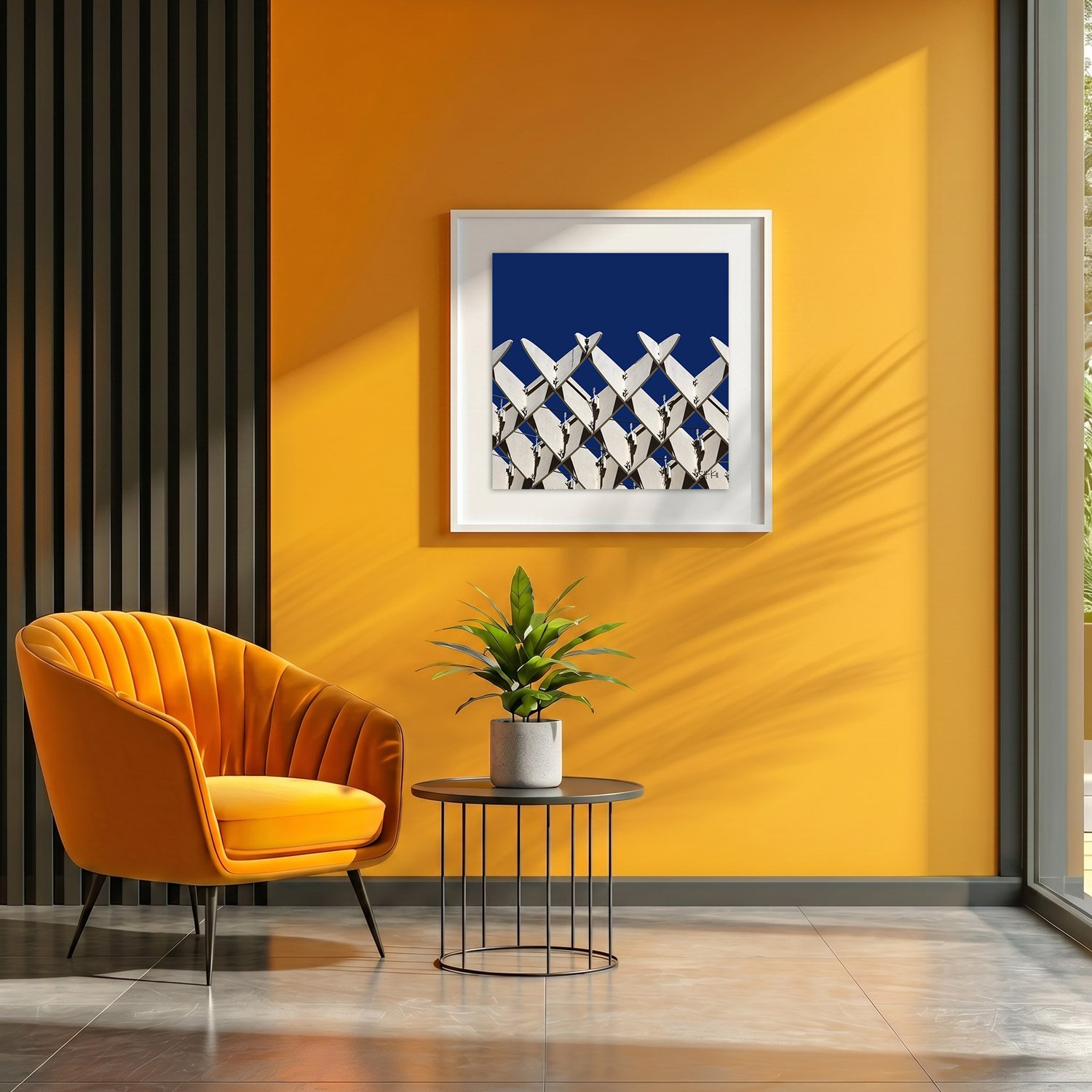 Setas de Sevilla 15 framed photography print in marigold yellow and charcoal modern interior