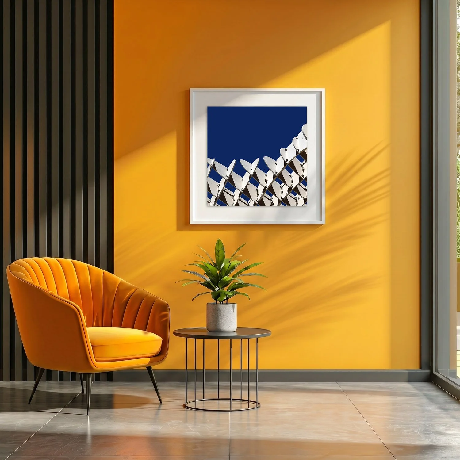Setas de Sevilla 14 framed photography print in marigold yellow and charcoal modern interior