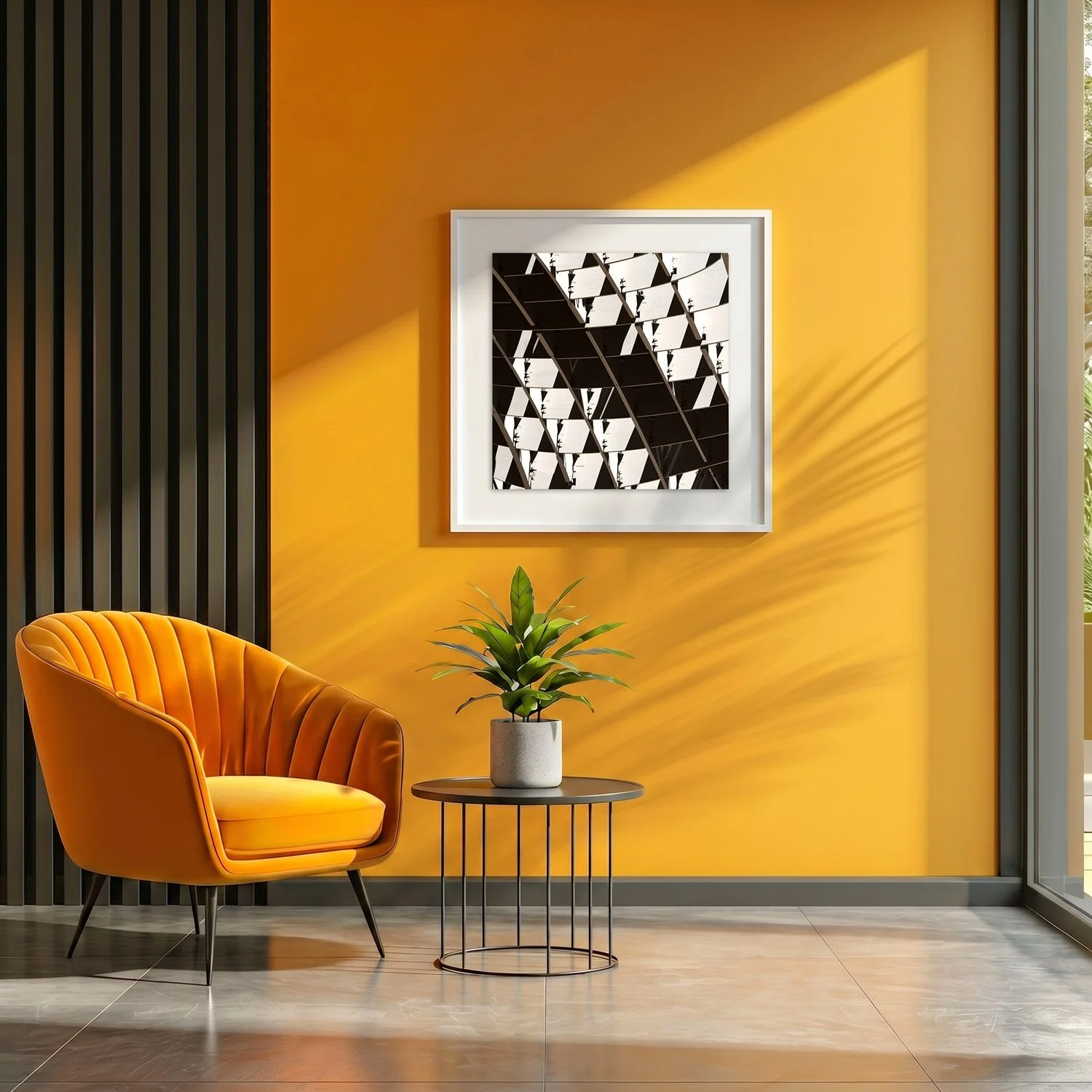 Setas de Sevilla 07 framed photography print in marigold yellow and charcoal modern interior
