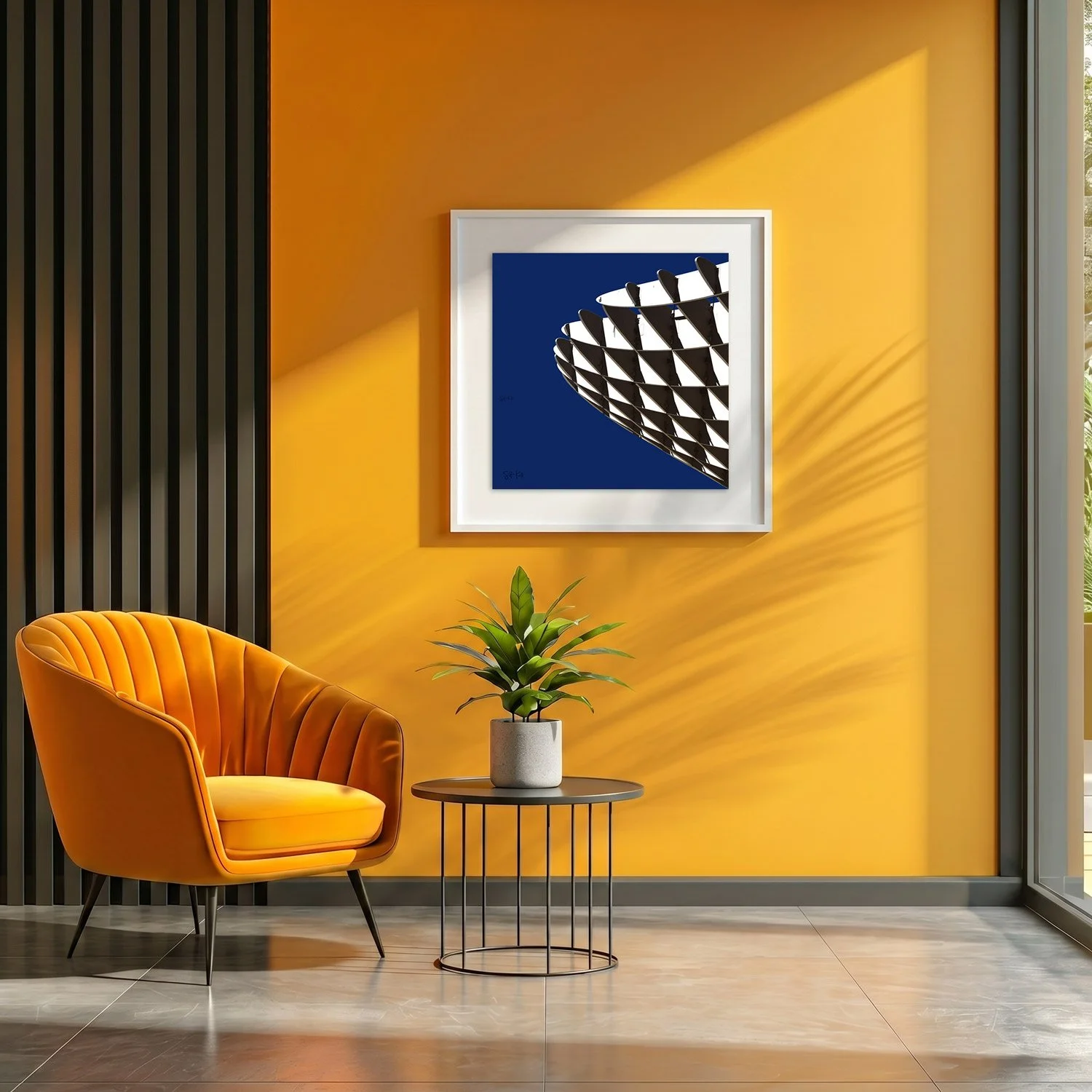 Setas de Sevilla 09 framed photography print in marigold yellow and charcoal modern interior
