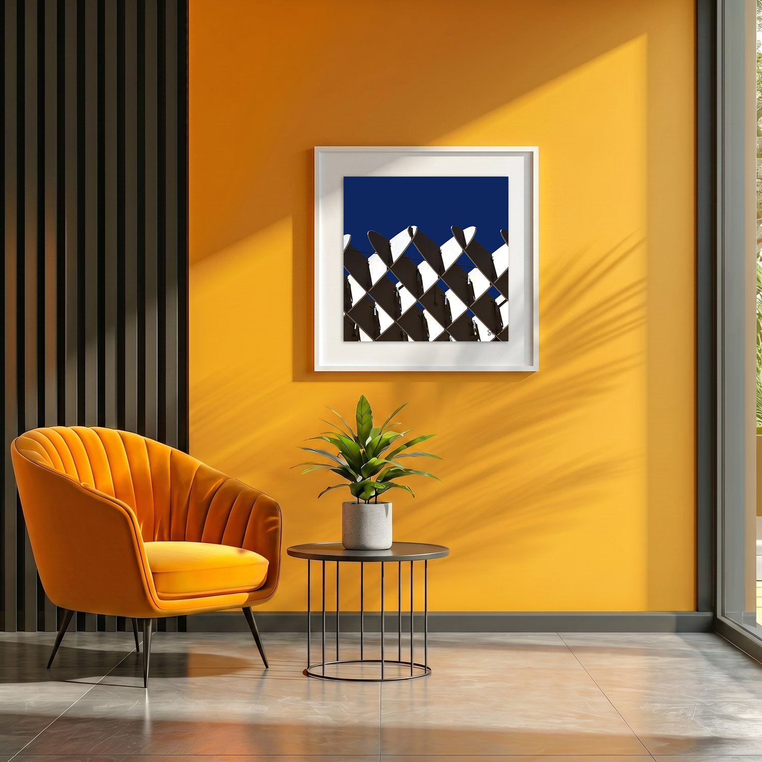 Setas de Sevilla 02 framed photography print in marigold yellow and charcoal modern interior