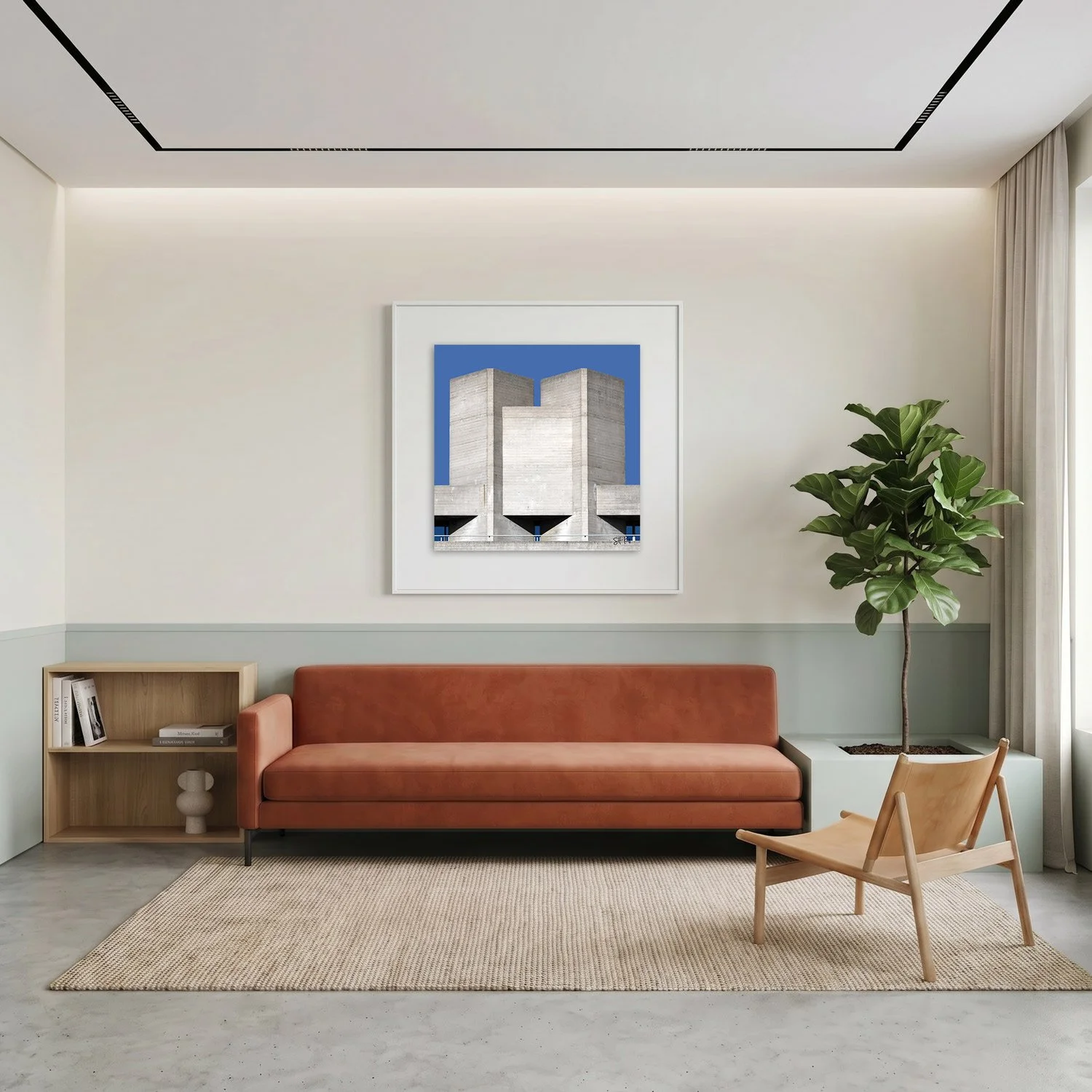 Southbank Centre 09 framed photography print in warm cream and sage minimalist interior
