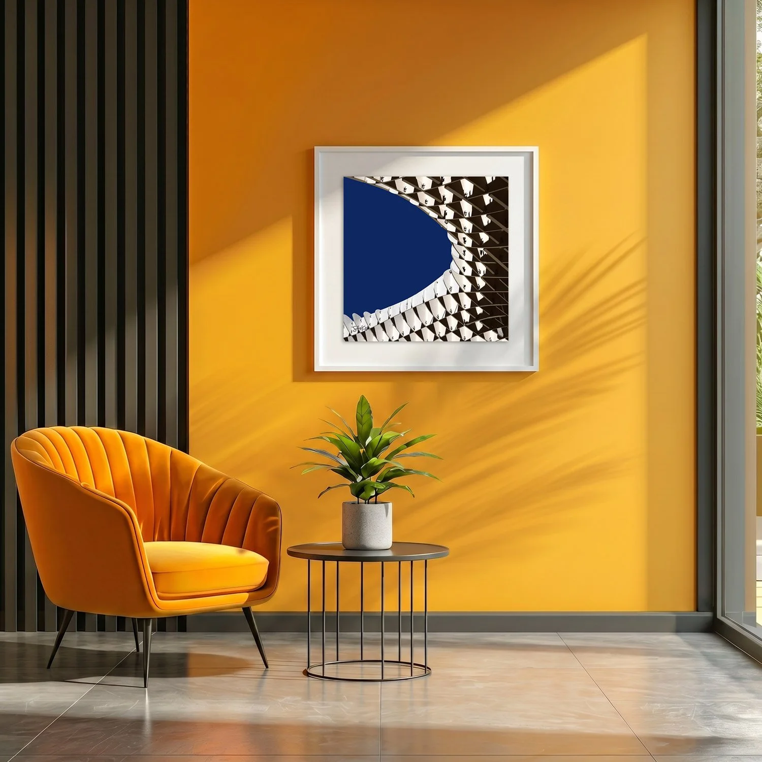 Setas de Sevilla 11 framed photography print in marigold yellow and charcoal modern interior