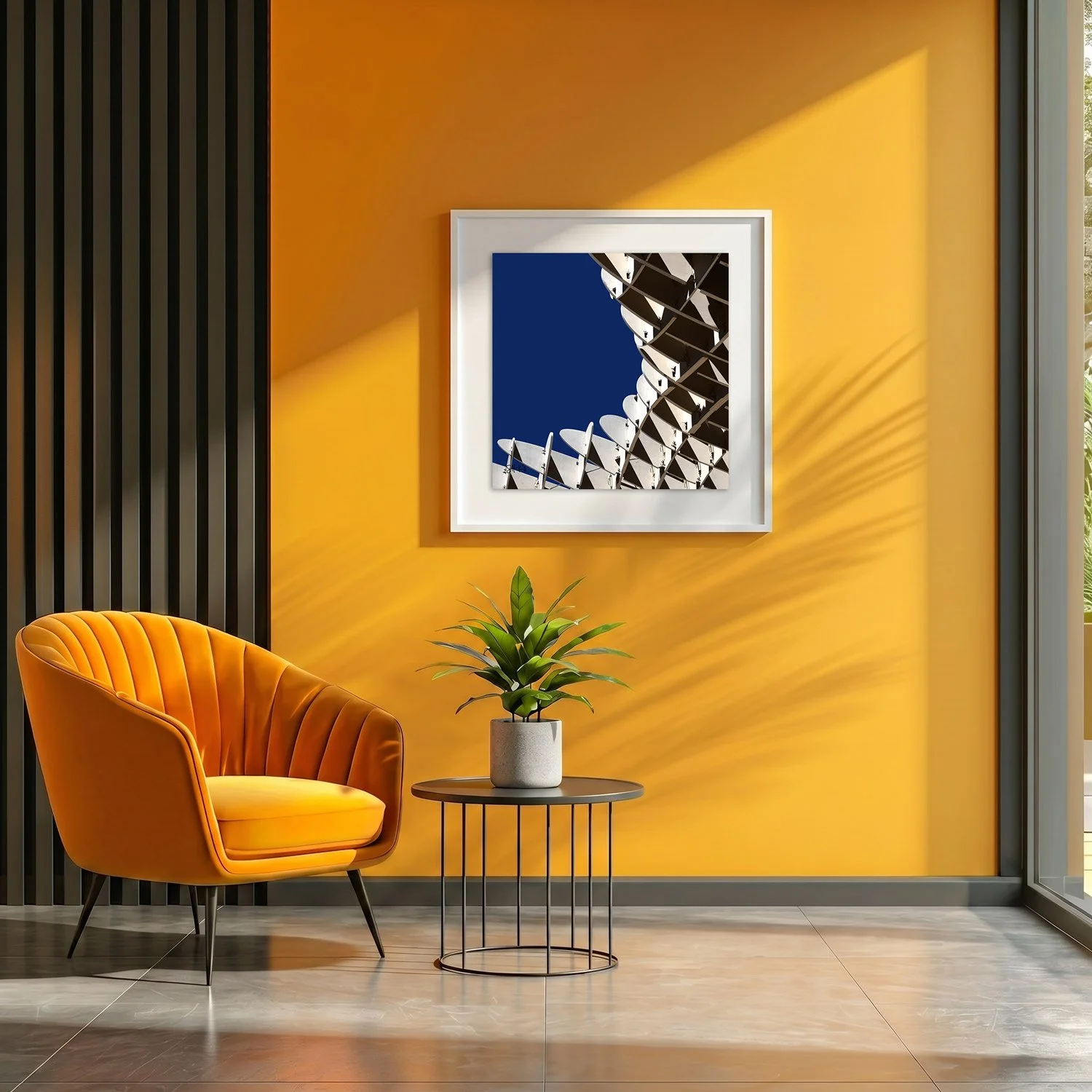 Setas de Sevilla 18 framed photography print in marigold yellow and charcoal modern interior
