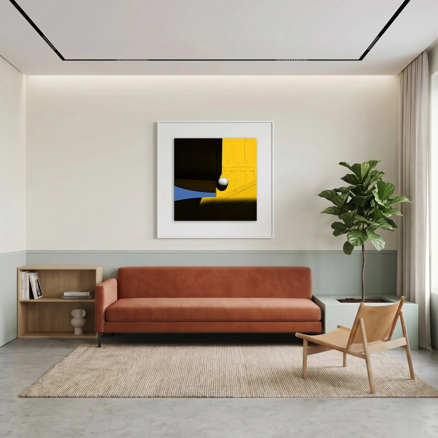 Southbank Centre 02 framed photography print in warm cream and sage minimalist interior