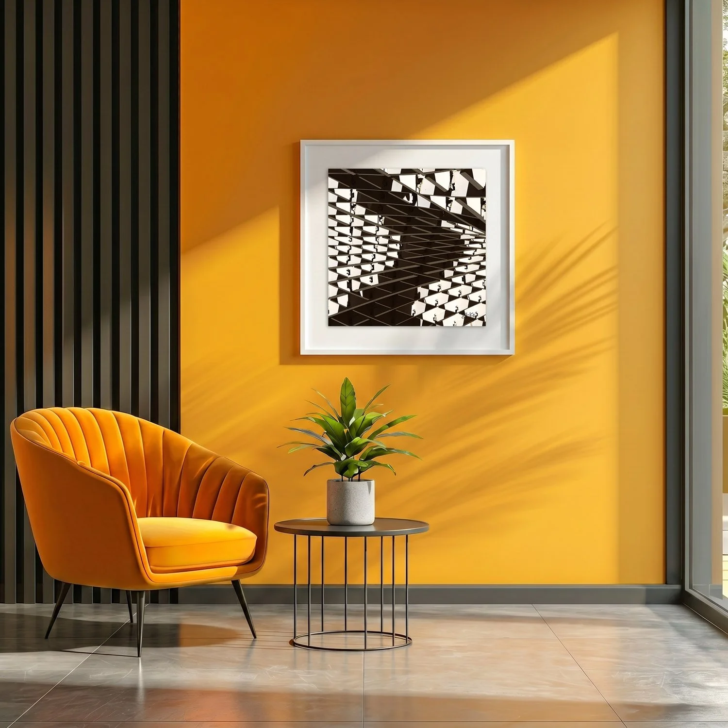 Setas de Sevilla 13 framed photography print in marigold yellow and charcoal modern interior
