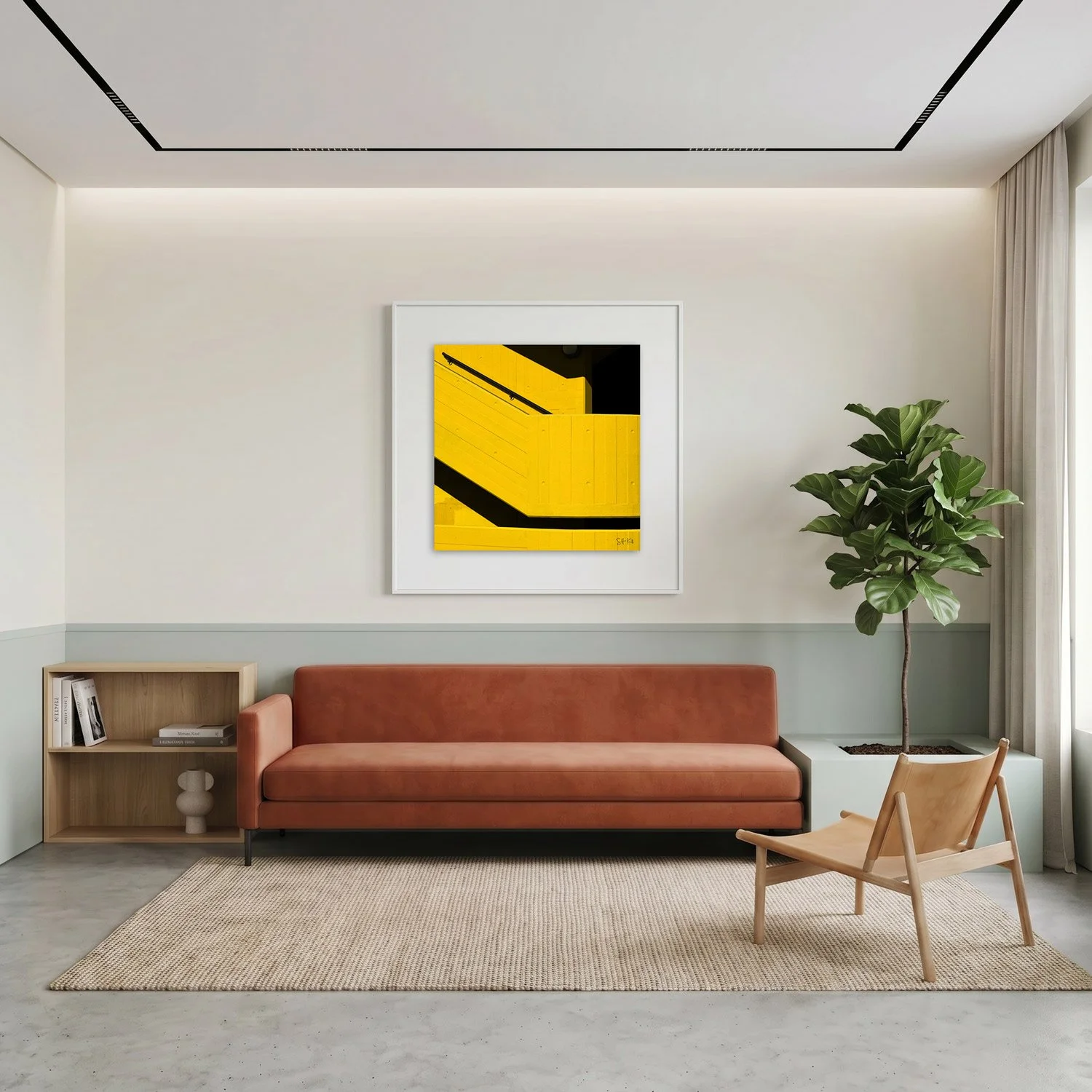 Southbank Centre 14 framed photography print in warm cream and sage minimalist interior