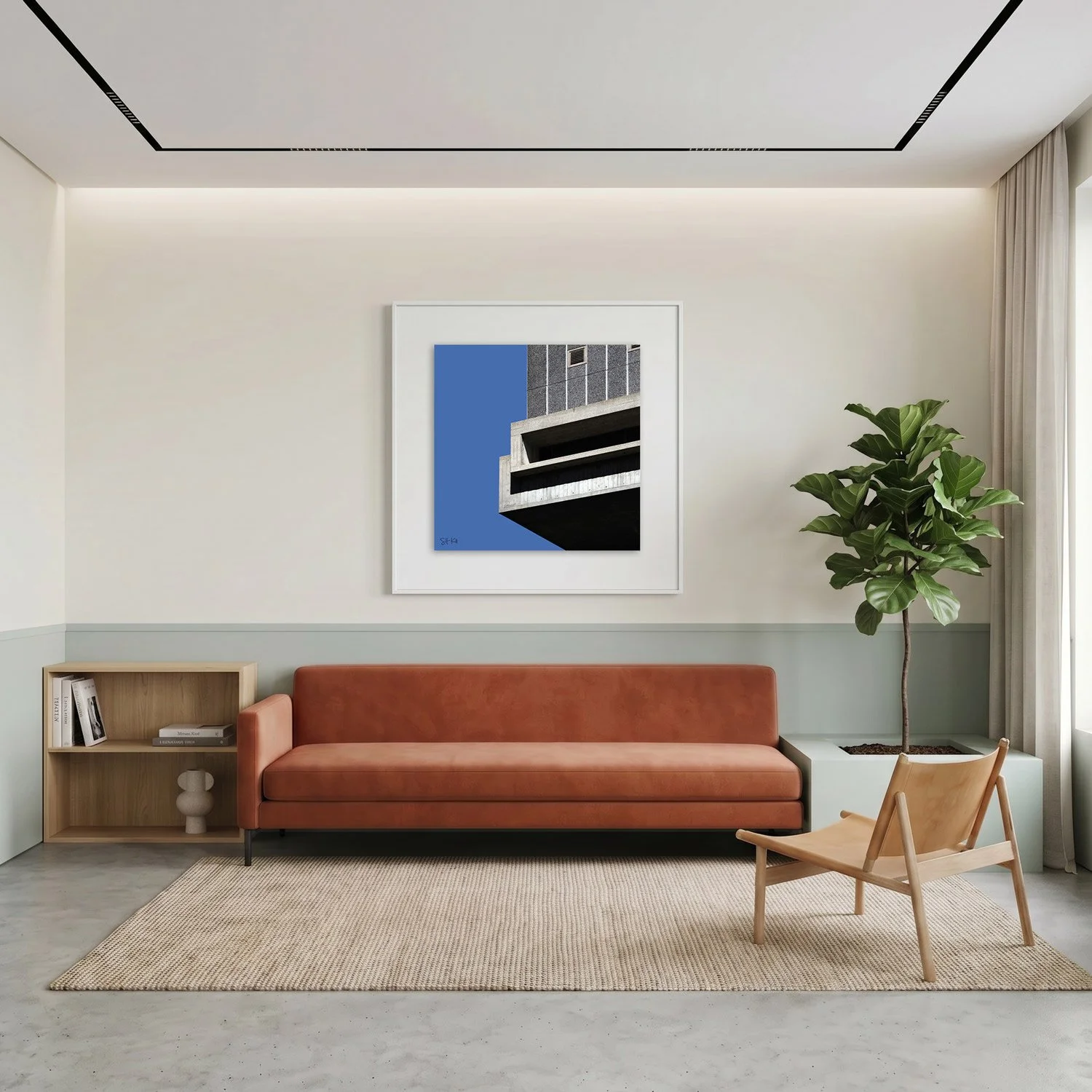 Southbank Centre 05 framed photography print in warm cream and sage minimalist interior