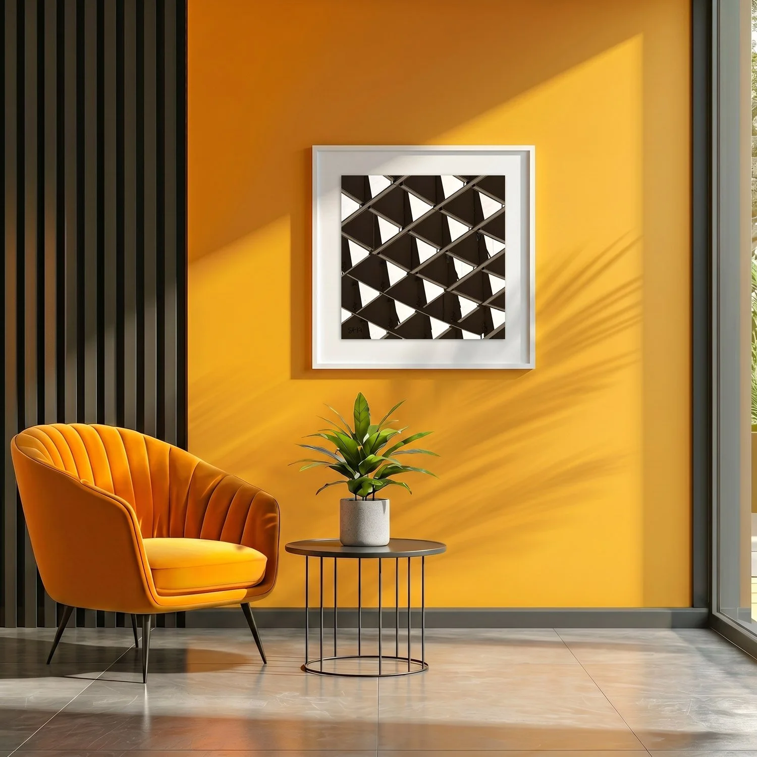 Setas de Sevilla 10 framed photography print in marigold yellow and charcoal modern interior