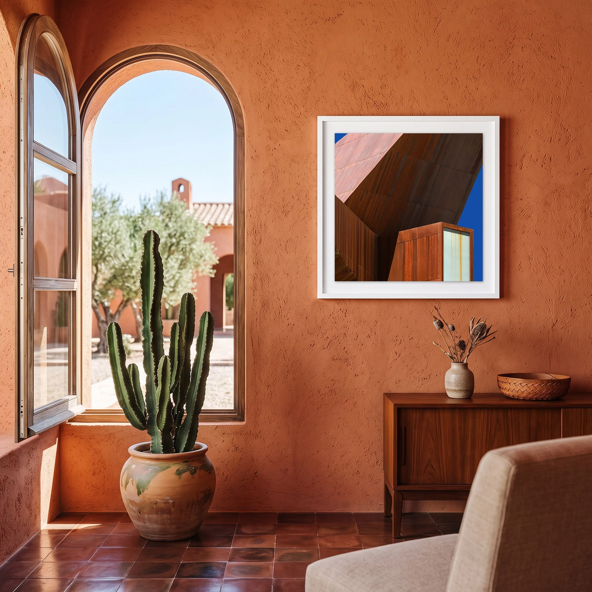 Santa Monica 06 framed photography print in terracotta mediterranean desert boho interior