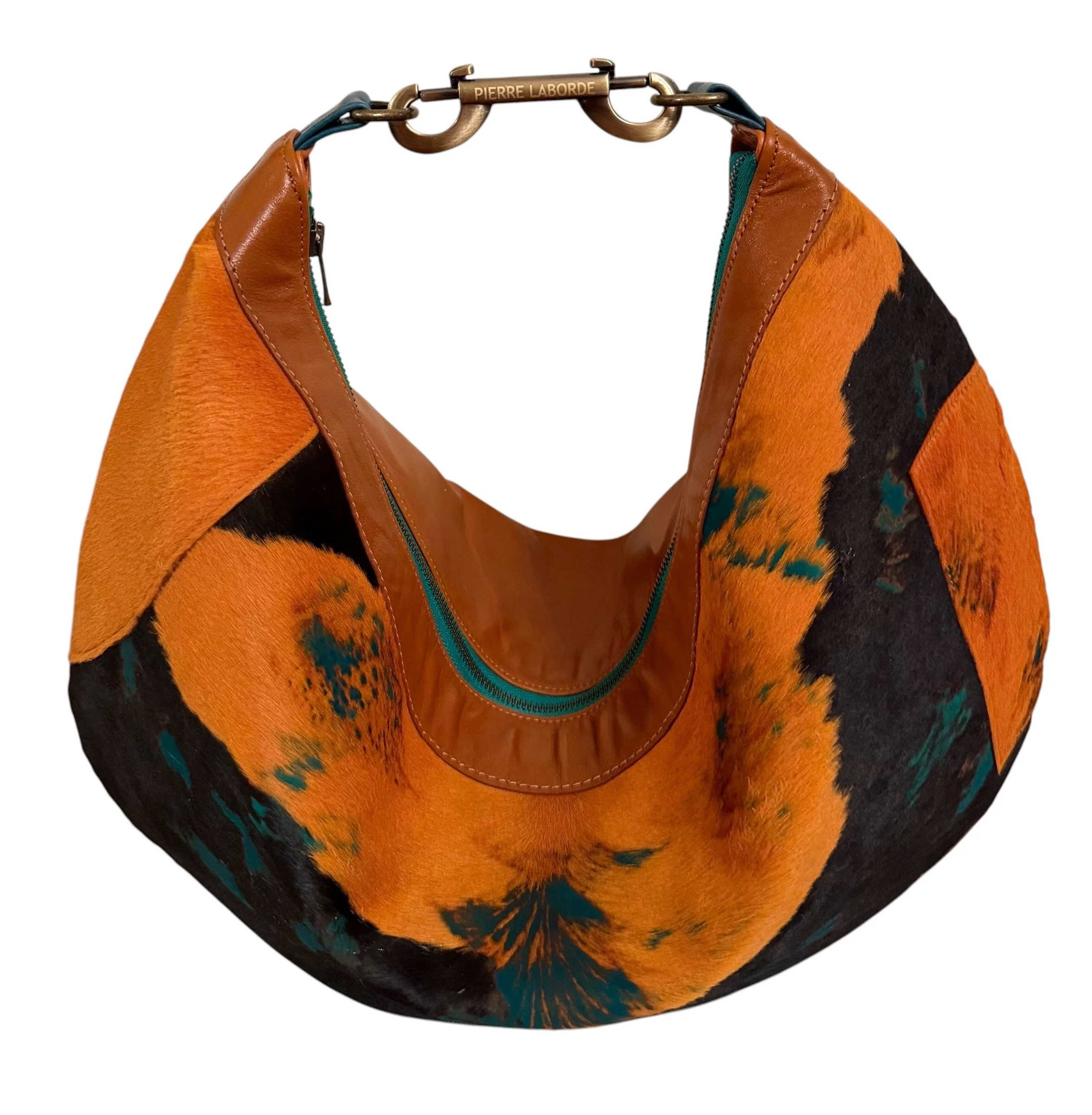 Tula / Short Hair Yellow & Turquoise Cowhide / Tan Leather Hide