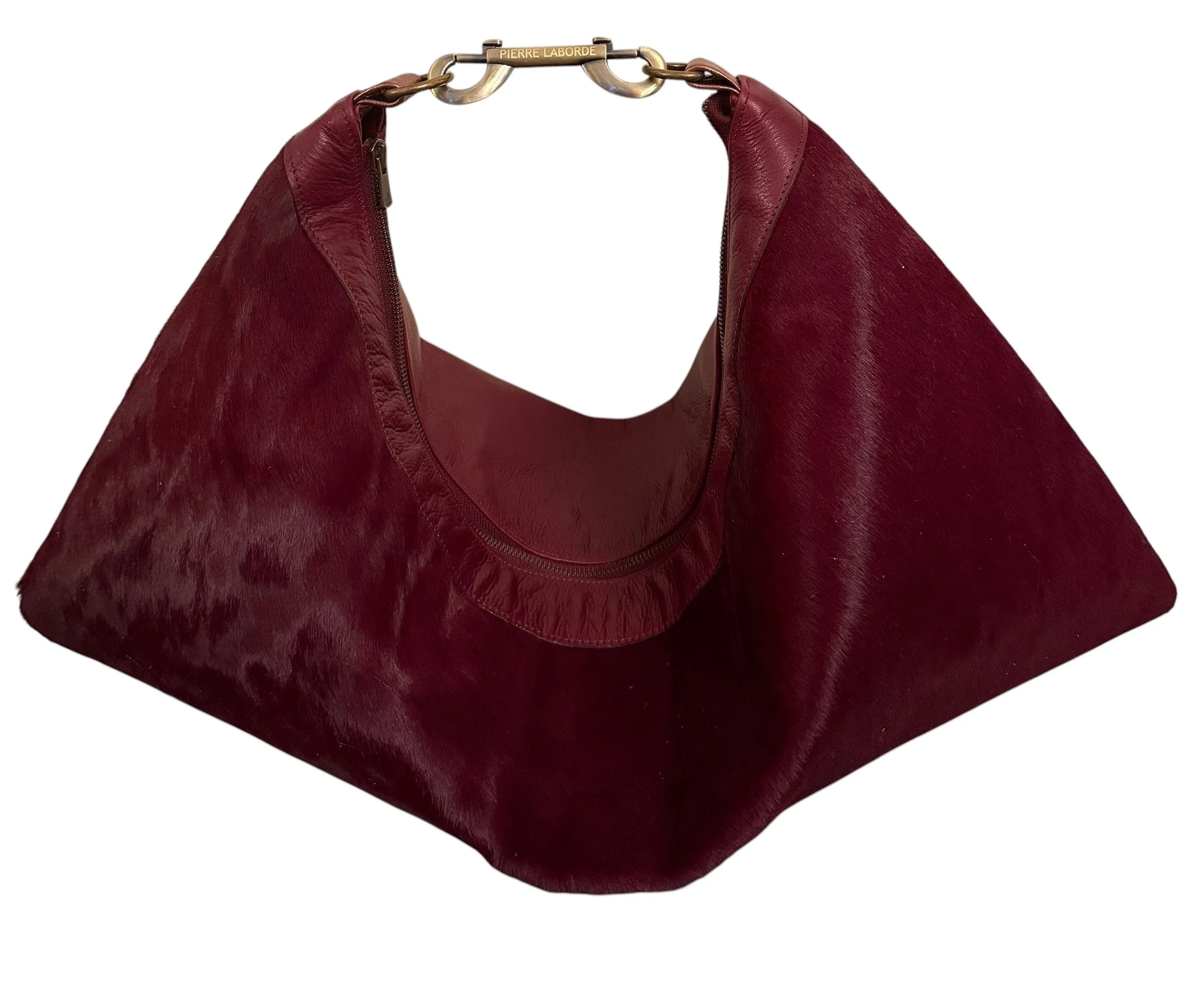 Landi / Short Hair Burgundy Cowhide / Soft Green Leather Hide