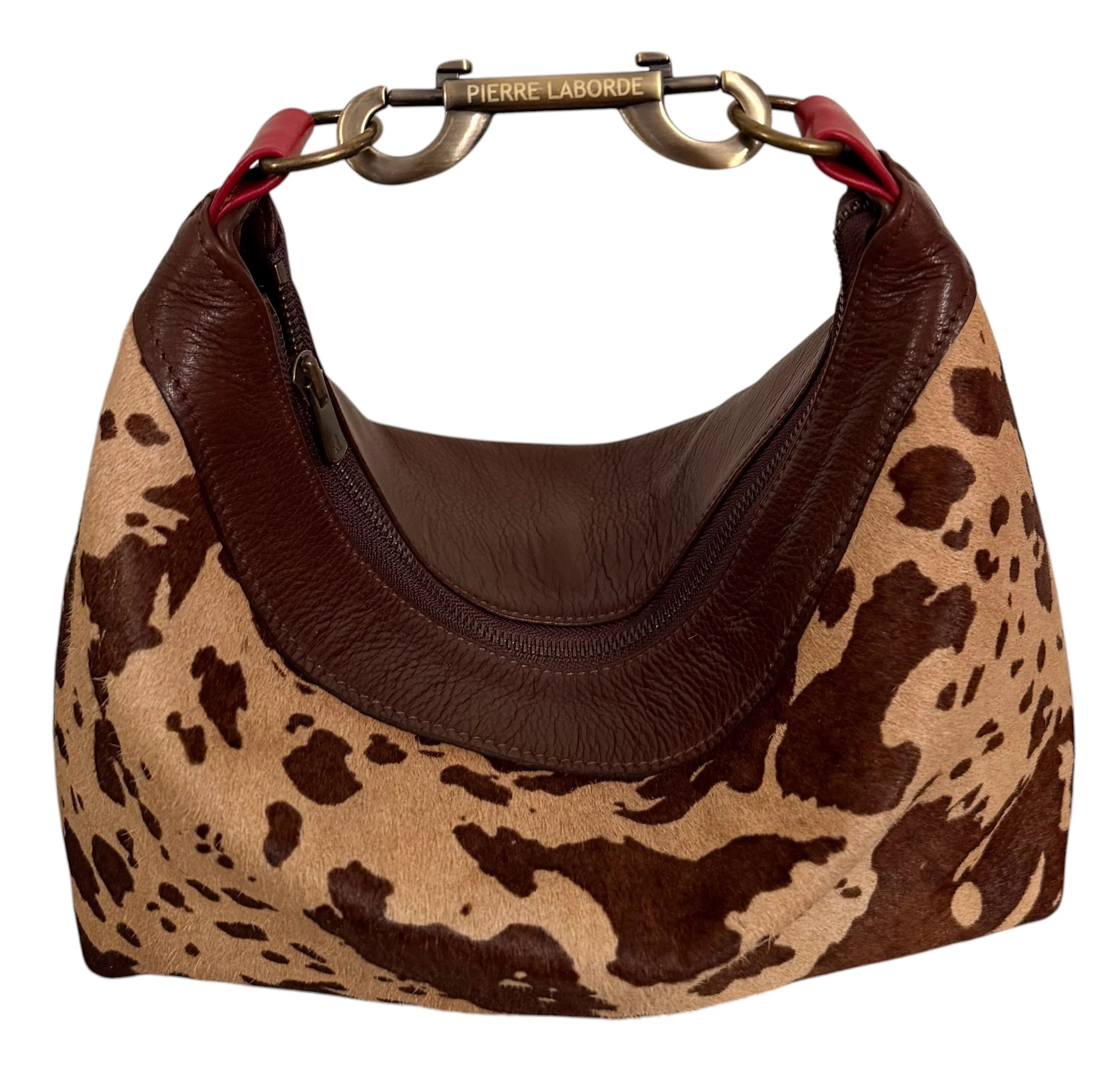 Pacha / Short Hair Brown and Tan  Print / Brown Leather Hide