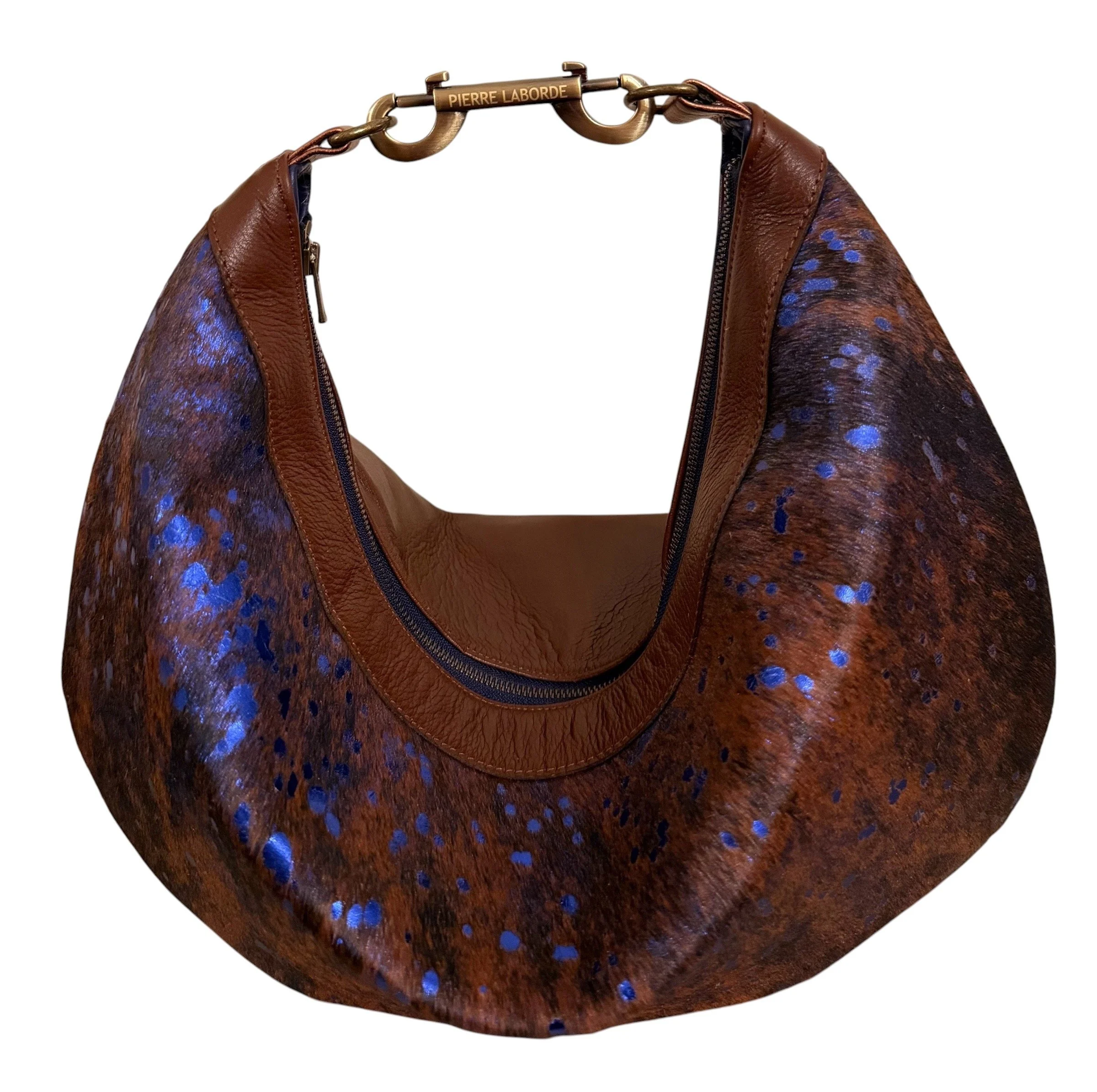 Tula / Acid Washed Brown & Navy Blue Cowhide / Brown Leather Hide