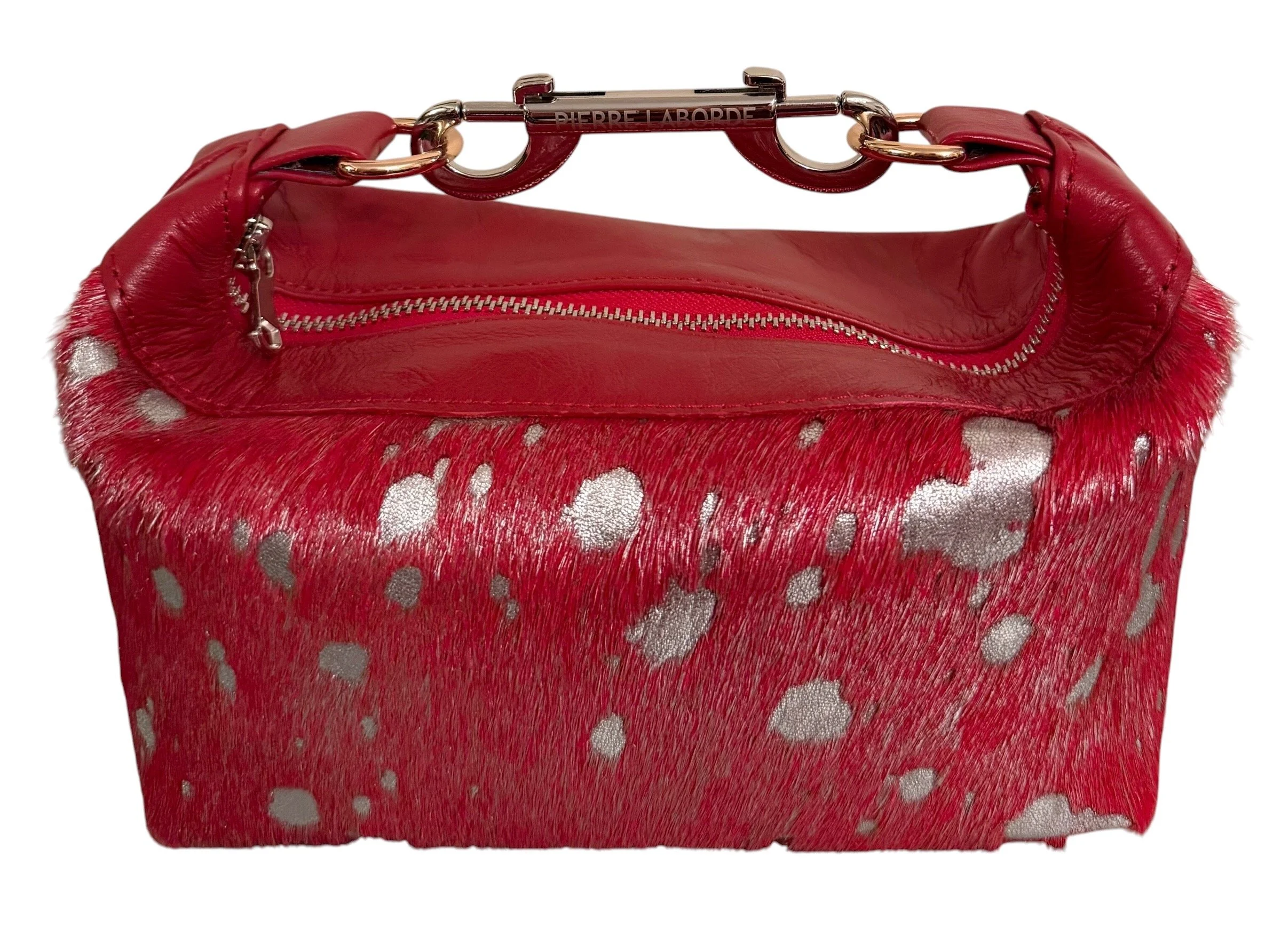 Aurelia /Acid Washed Red & Silver Cowhide/ Mix Red Leather Hide