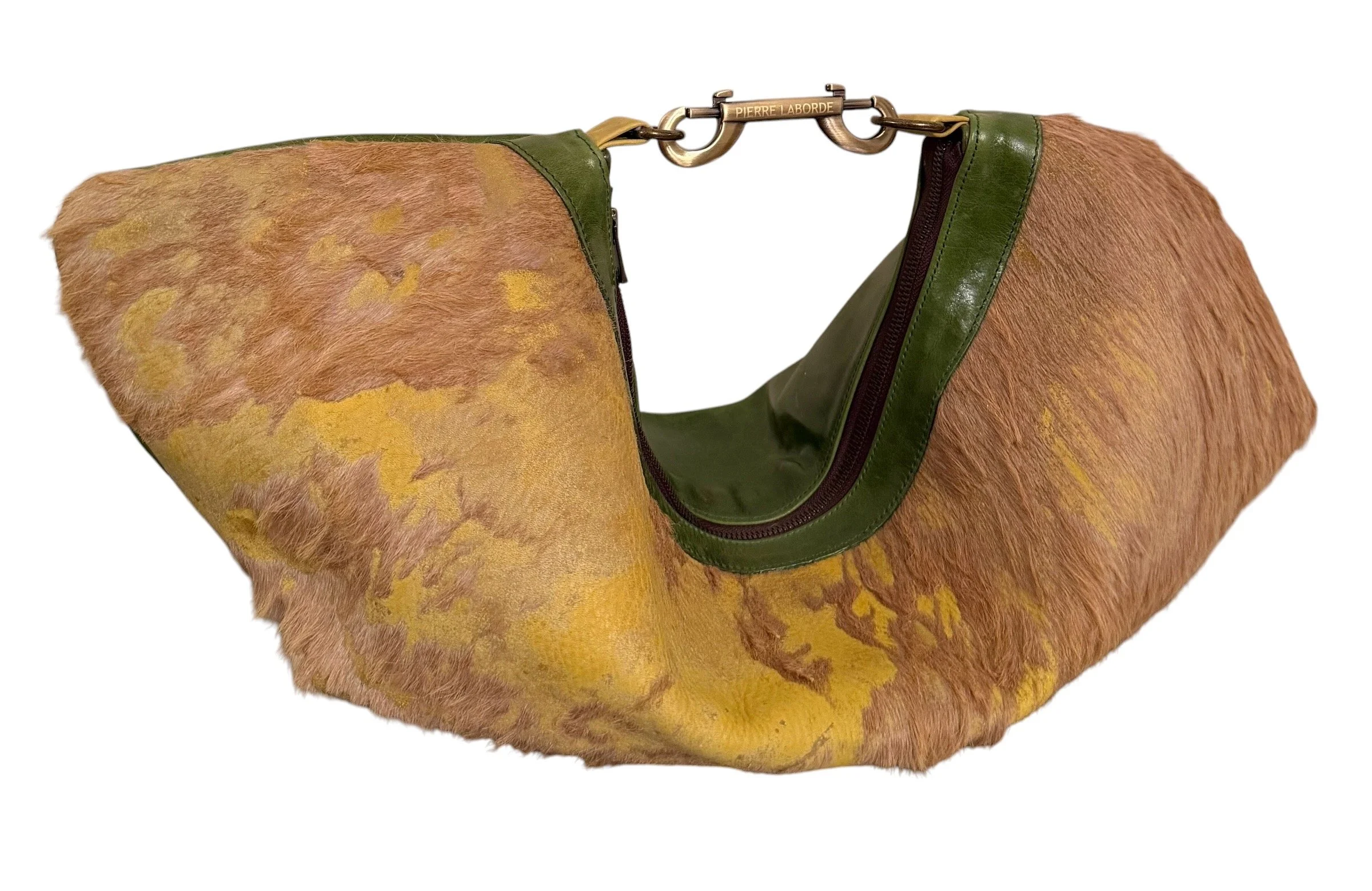 Perla/ Acid Washed Blue & Black Cowhide  / Soft Green Leather Hide