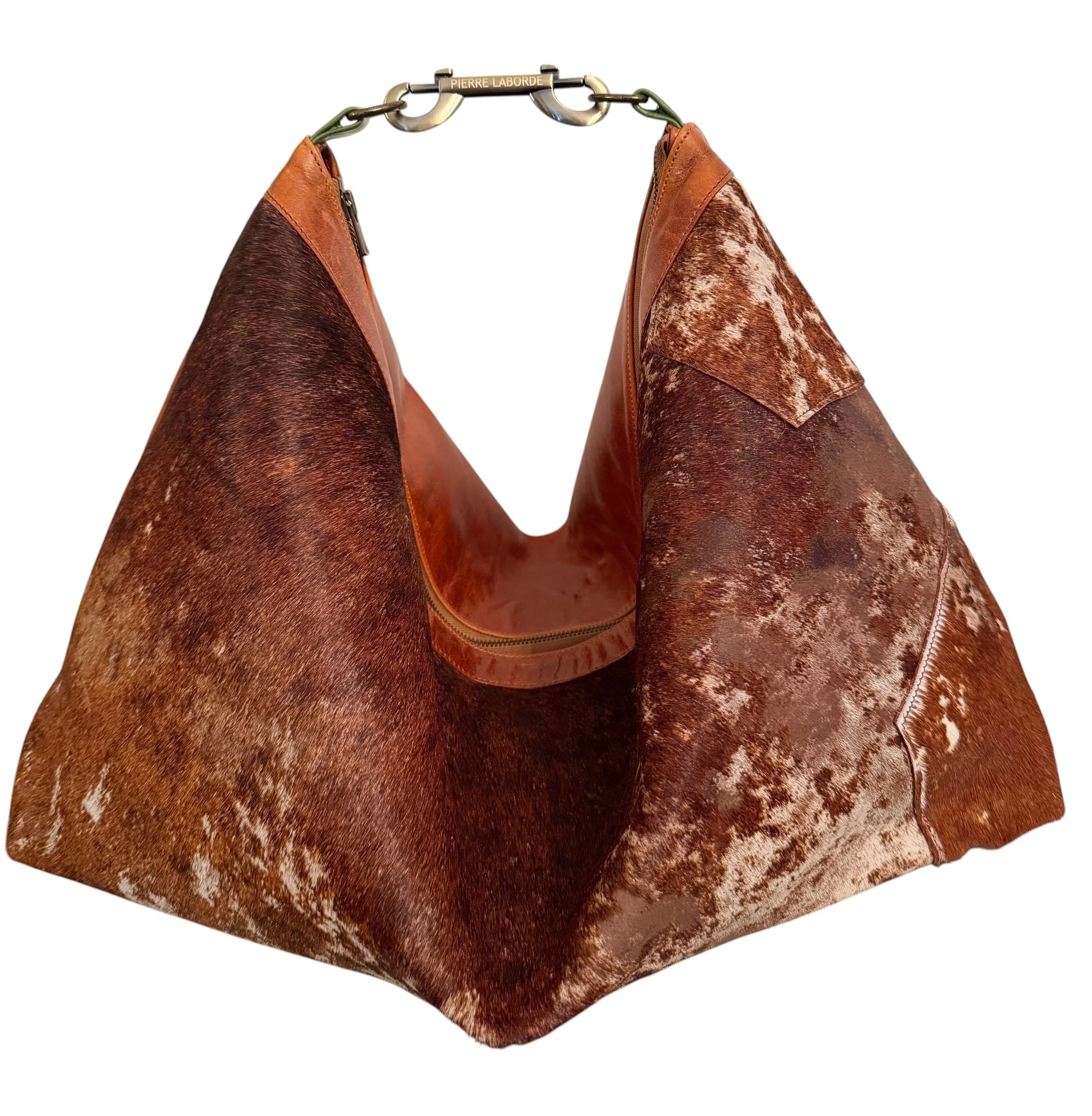 Brittany / Short Hair Brazilian Brown & Tan Print Cowhide  / Soft Brown Leather Hide