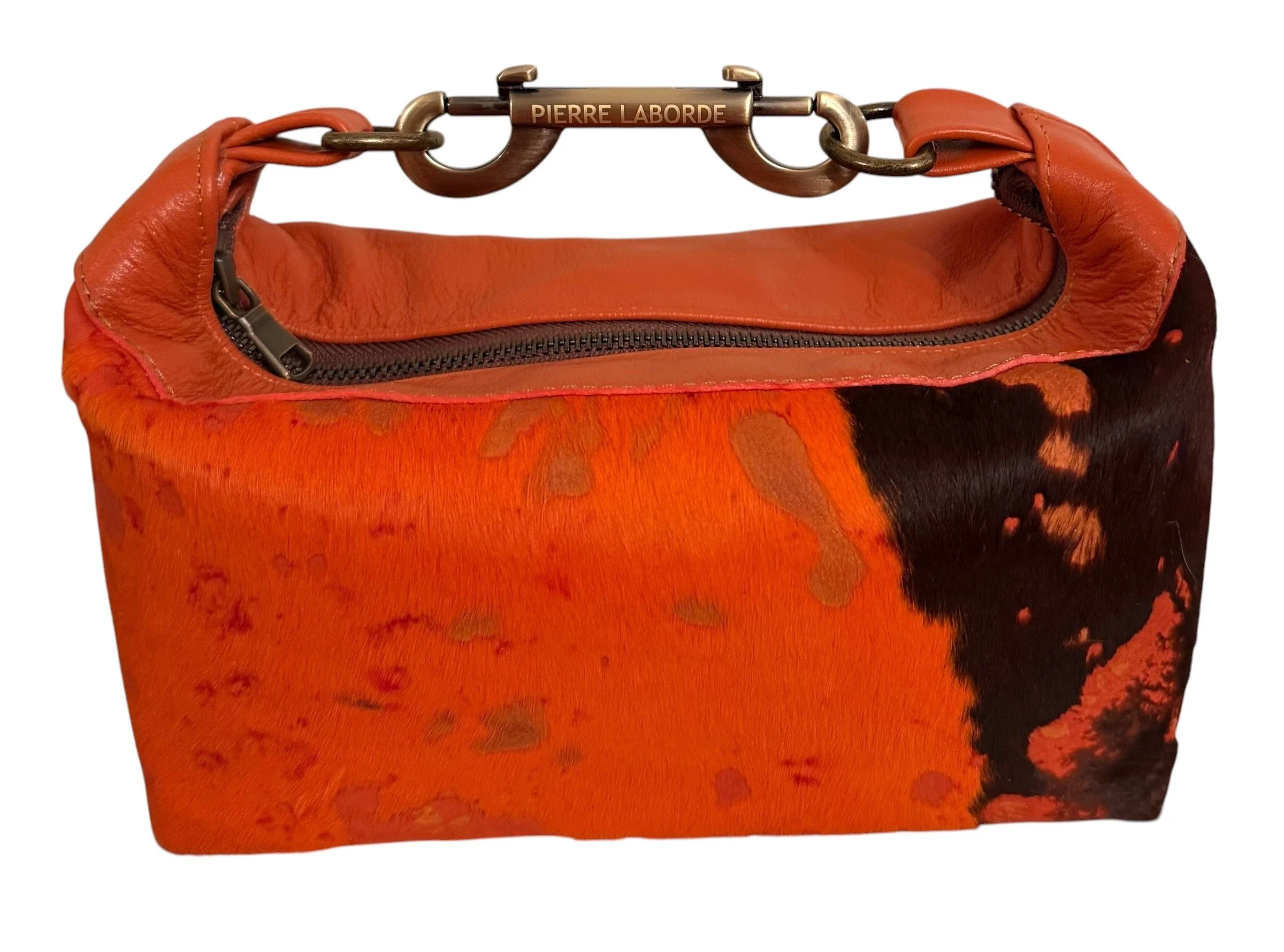 Aurelia /Acid Washed Orange & Brown Cowhide/ Soft Orange Leather Hide