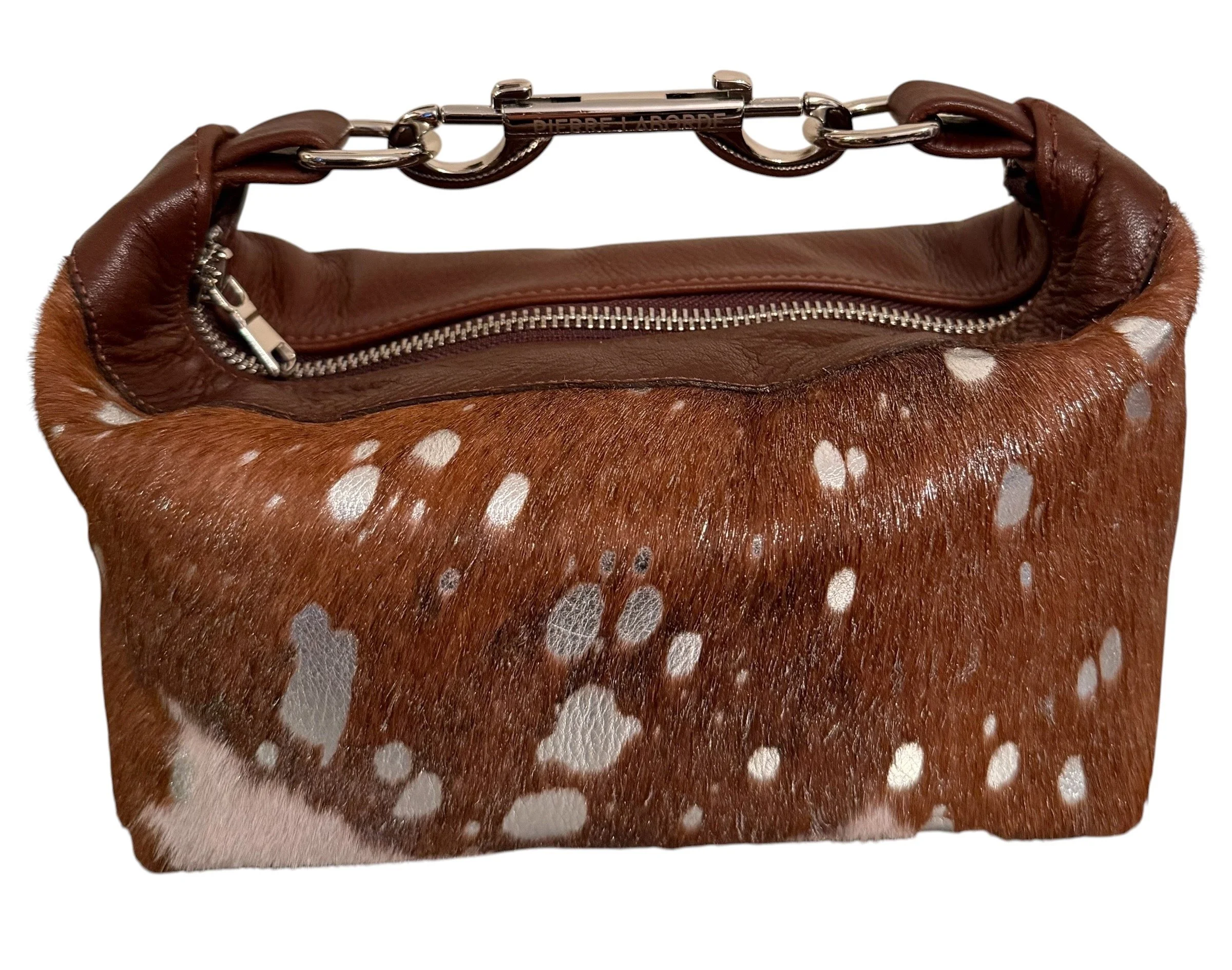Aurelia /Acid Washed Silver & Brown Cowhide/ Mix Brown Leather Hide