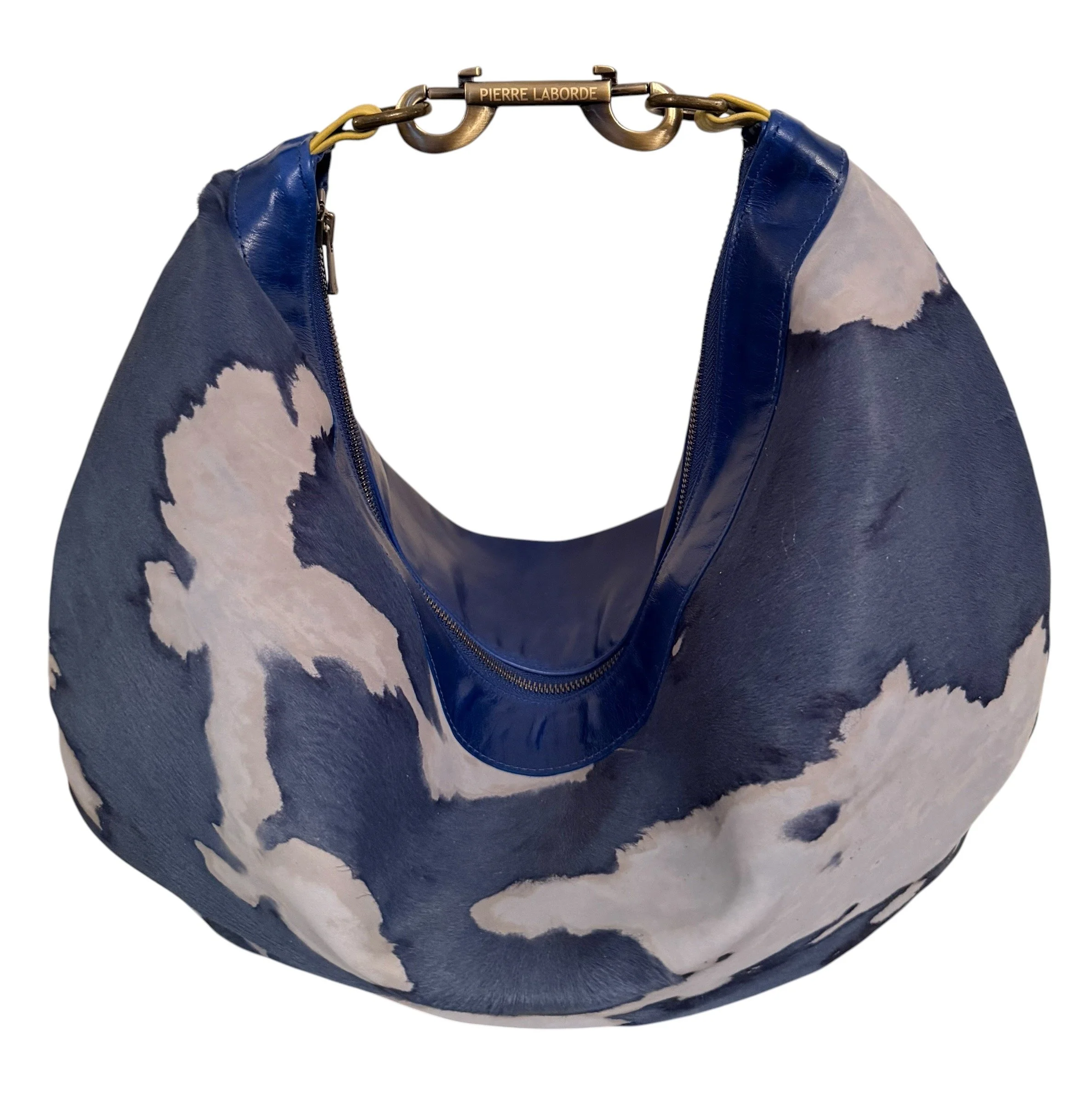 Tula / Short Hair Light Blue & White Print Cowhide / Soft Blue Leather Hide