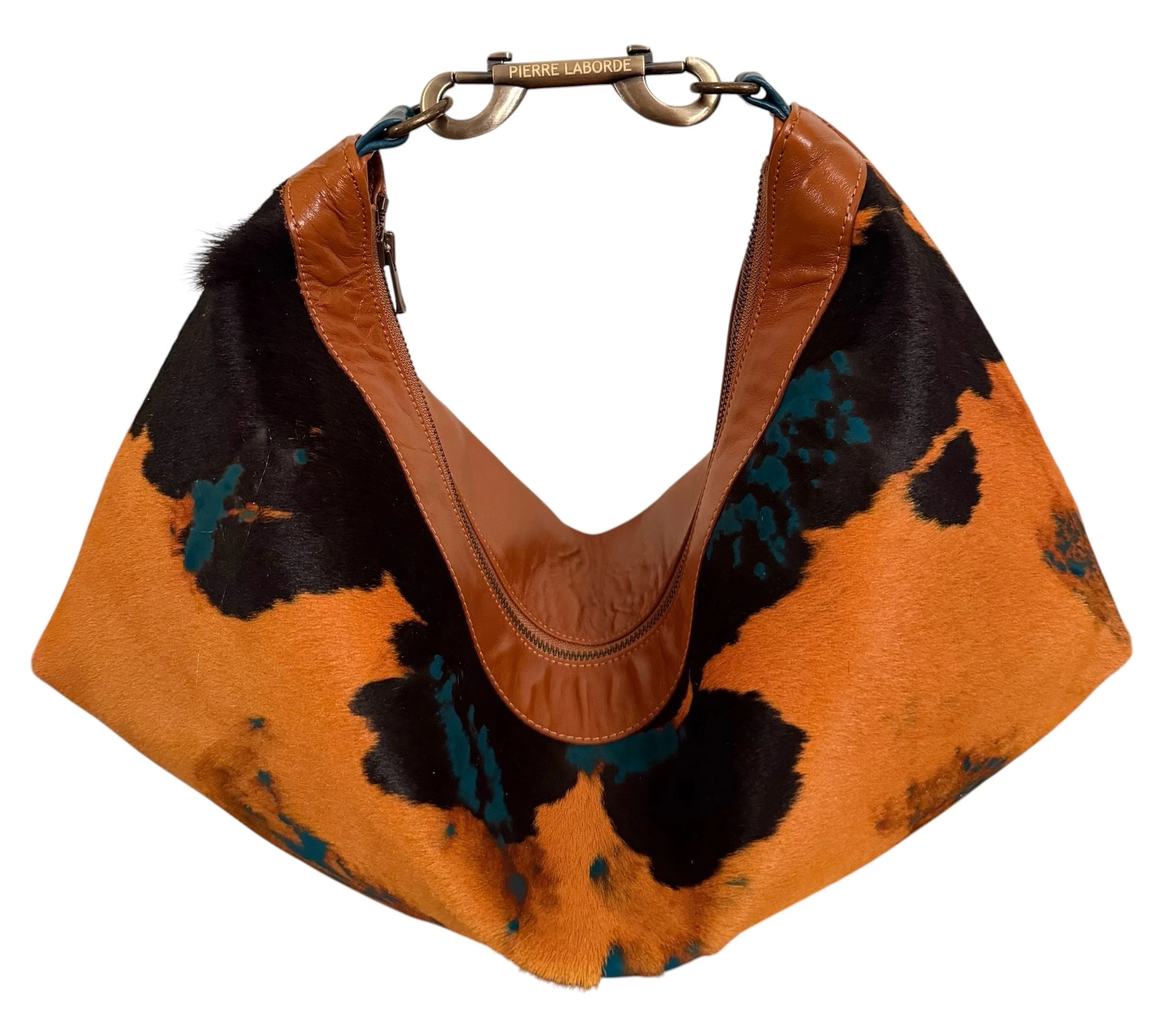 Dania / Acid Washed Yellow And Turquoise Cowhide  / Soft Tan Leather Hide