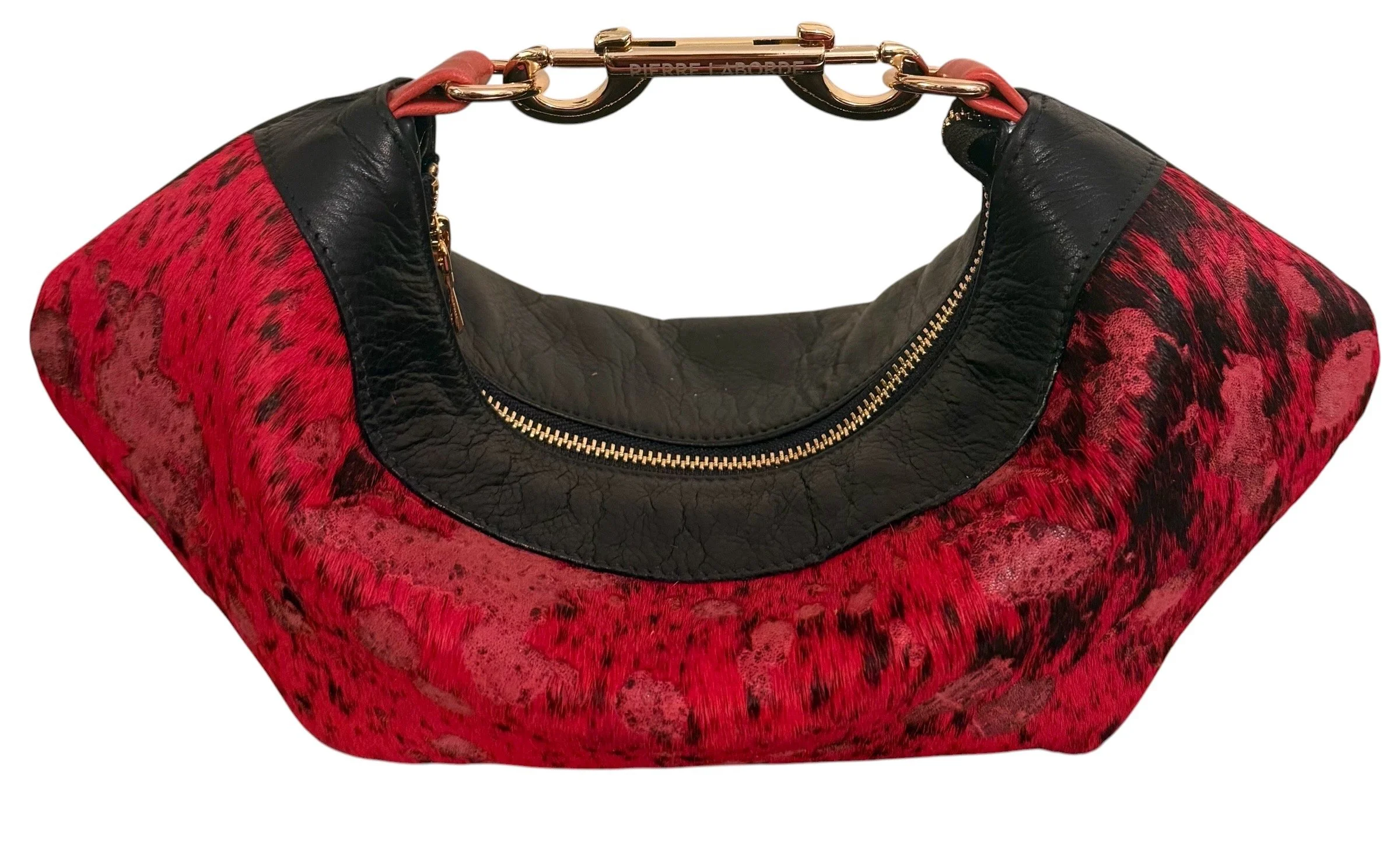 Vicky / Red  & Black Acid Washed Cowhide / Black Leather Hide