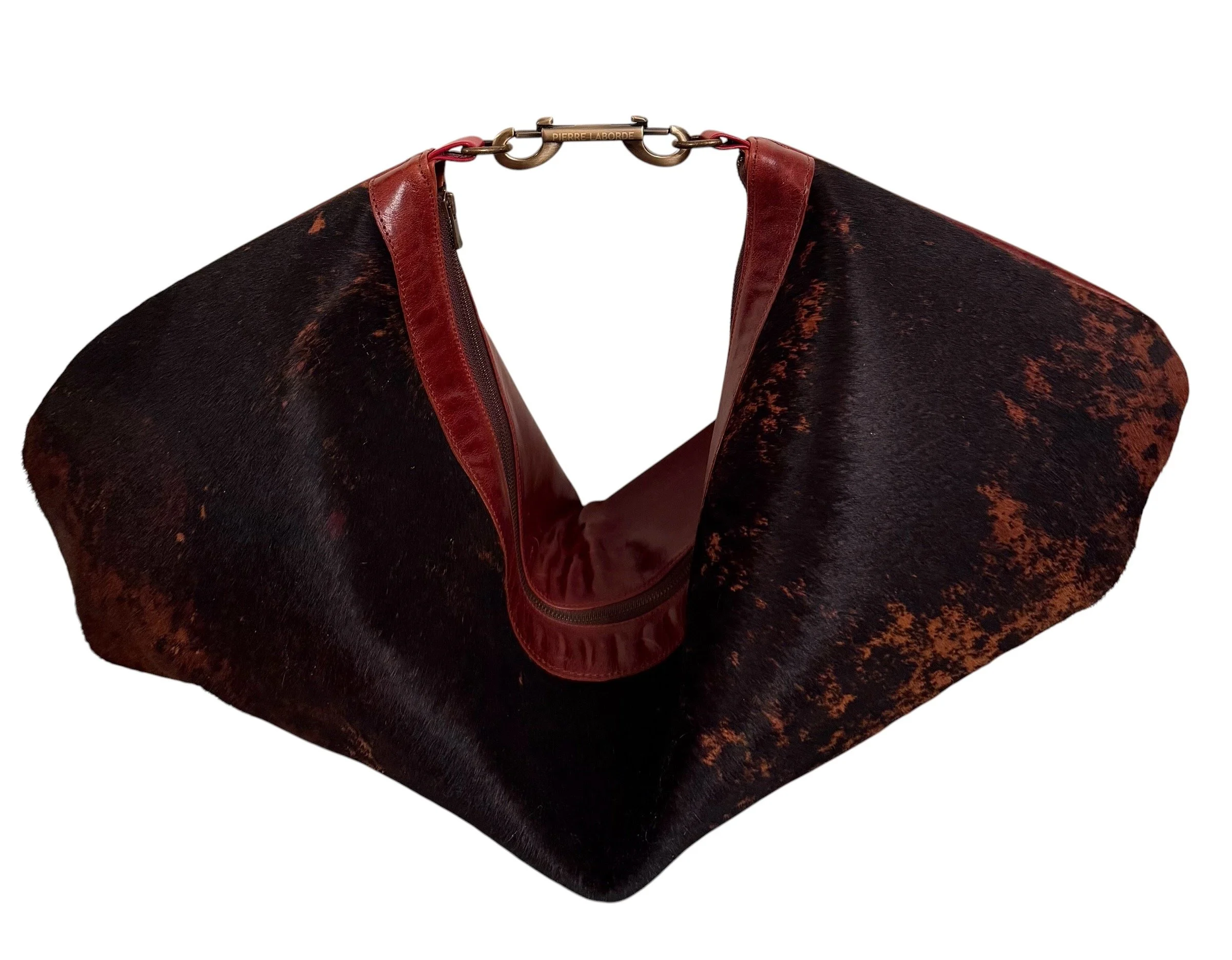 Ana / Short Hair Brazilian Brown & Tan Print Cowhide  / Soft Brown Leather Hide