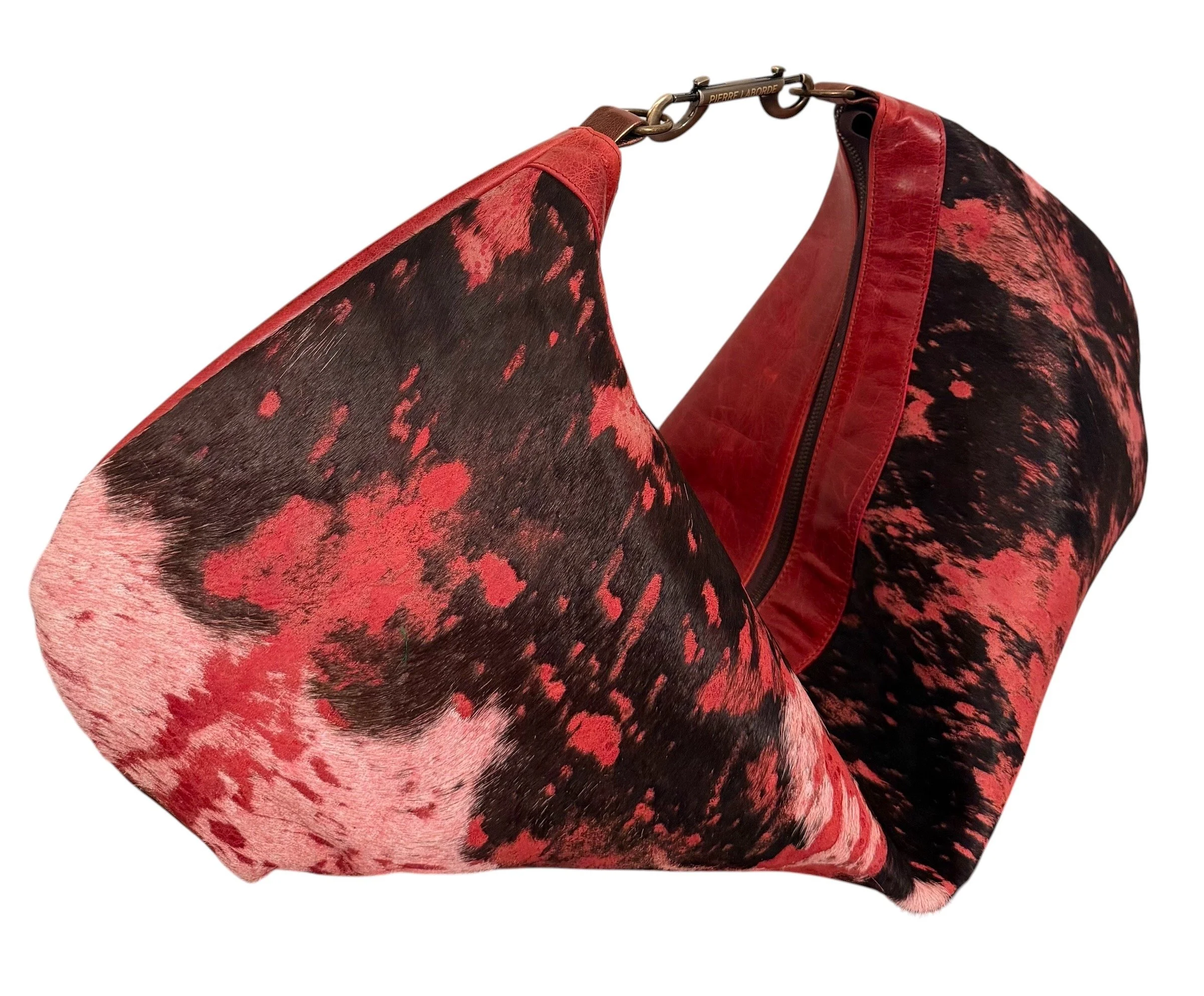 Ana / Short Hair Brown & Red Brazilian Cowhide  / Soft Red Leather Hide