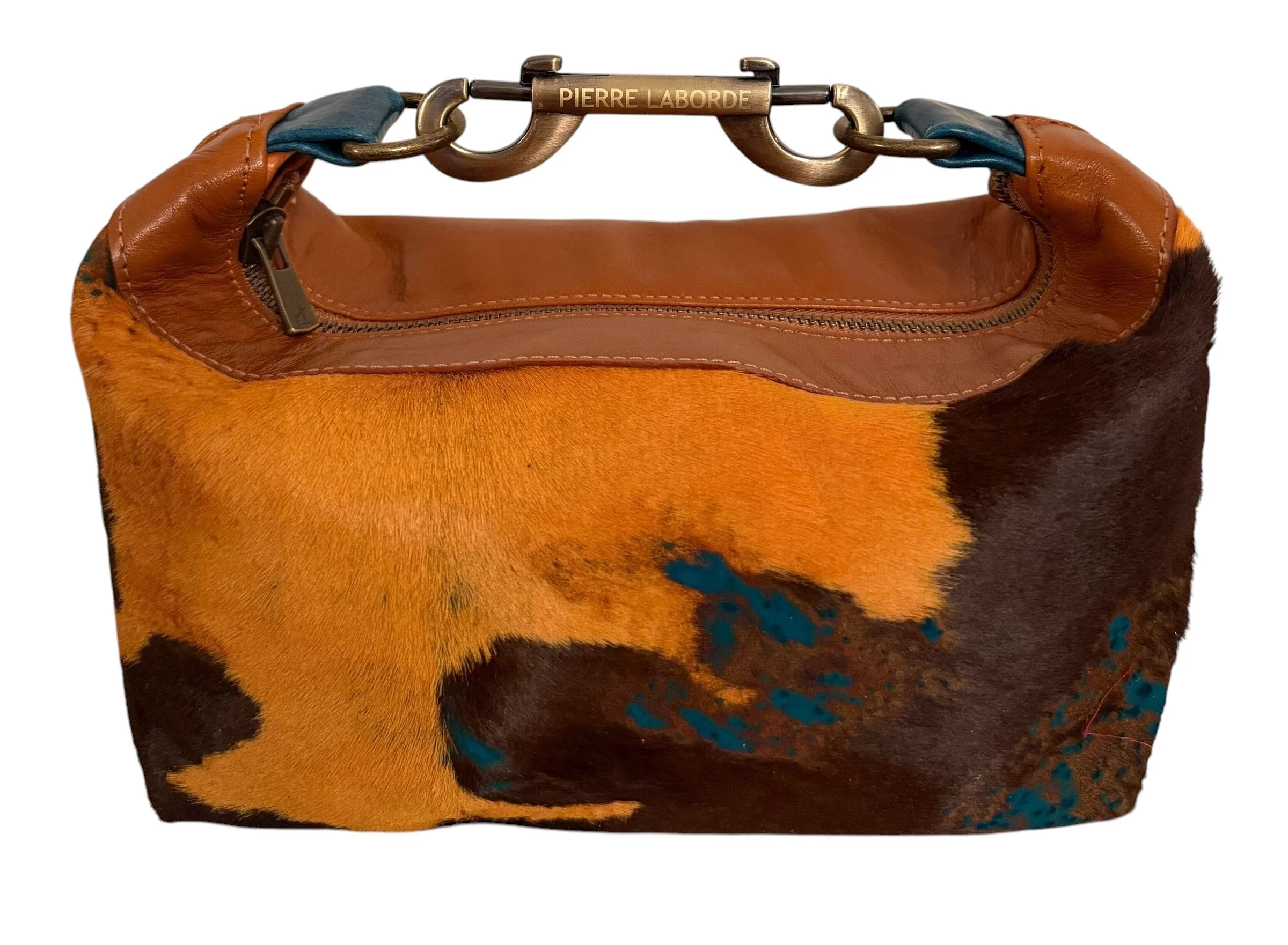 Aurelia / Turquoise, Camel Tan & Brown Cowhide/ Mix Camel Tan Leather Hide