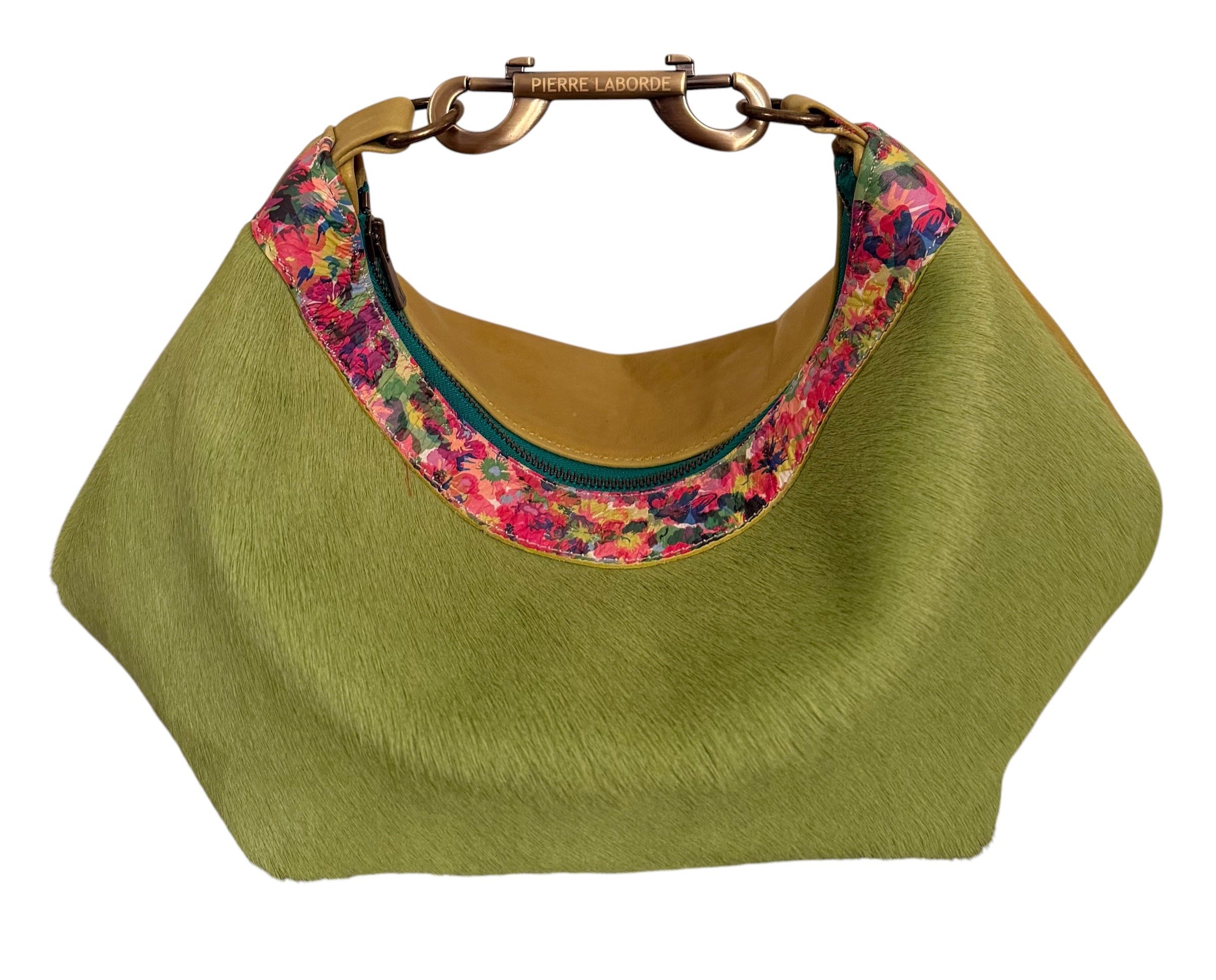 Nicky / Short Hair Lime Green Cowhide / Yellow Leather Hide