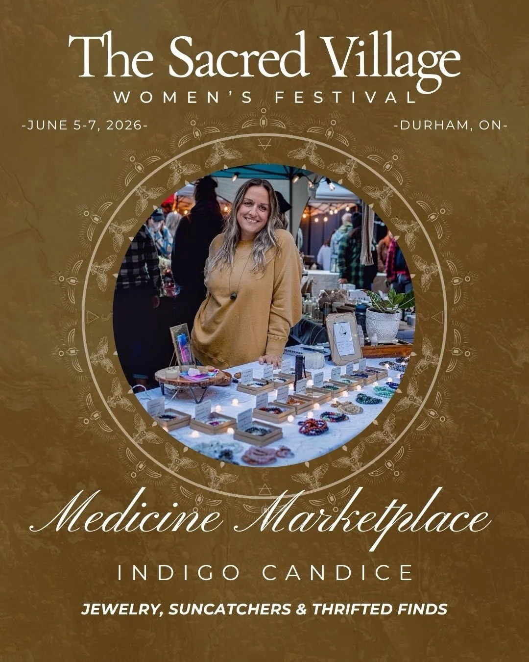 ✨Meet @indigocandice 

Transformational Energy Healer, jewelry makers and thrifter. This is her 4th year with the festival. She is very proud and honoured to be in your presence again. Come visit her booth for hugs, jewelry, suncatchers, and racks of