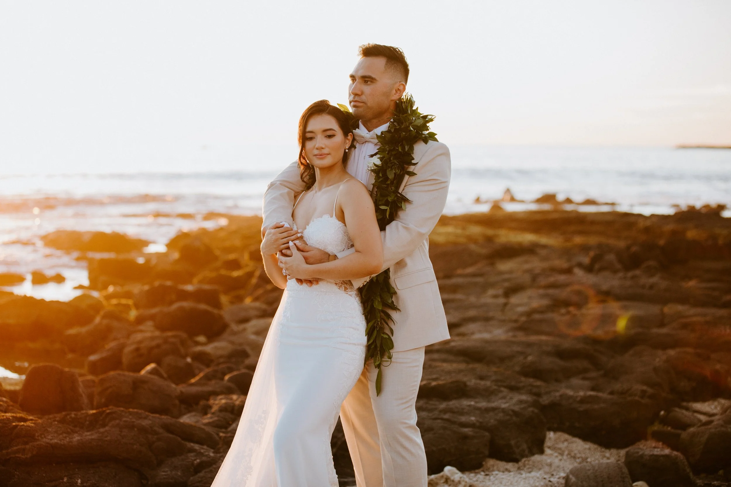 Couple share their first sunset as husband and wife in Kailua Kona