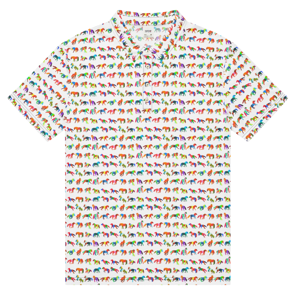 HH men’s wild horses print golf polo