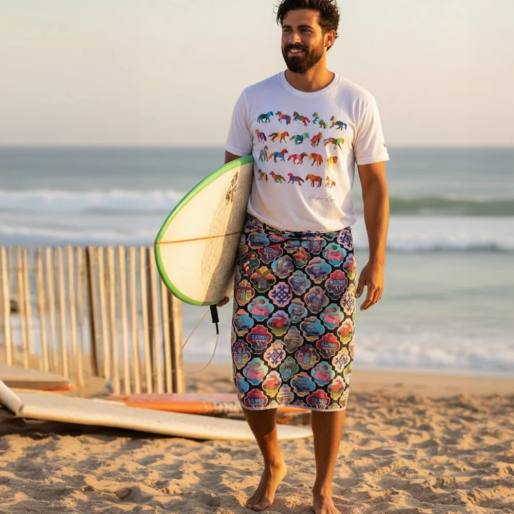 Man with Surfboard. HH daytripper beach towel